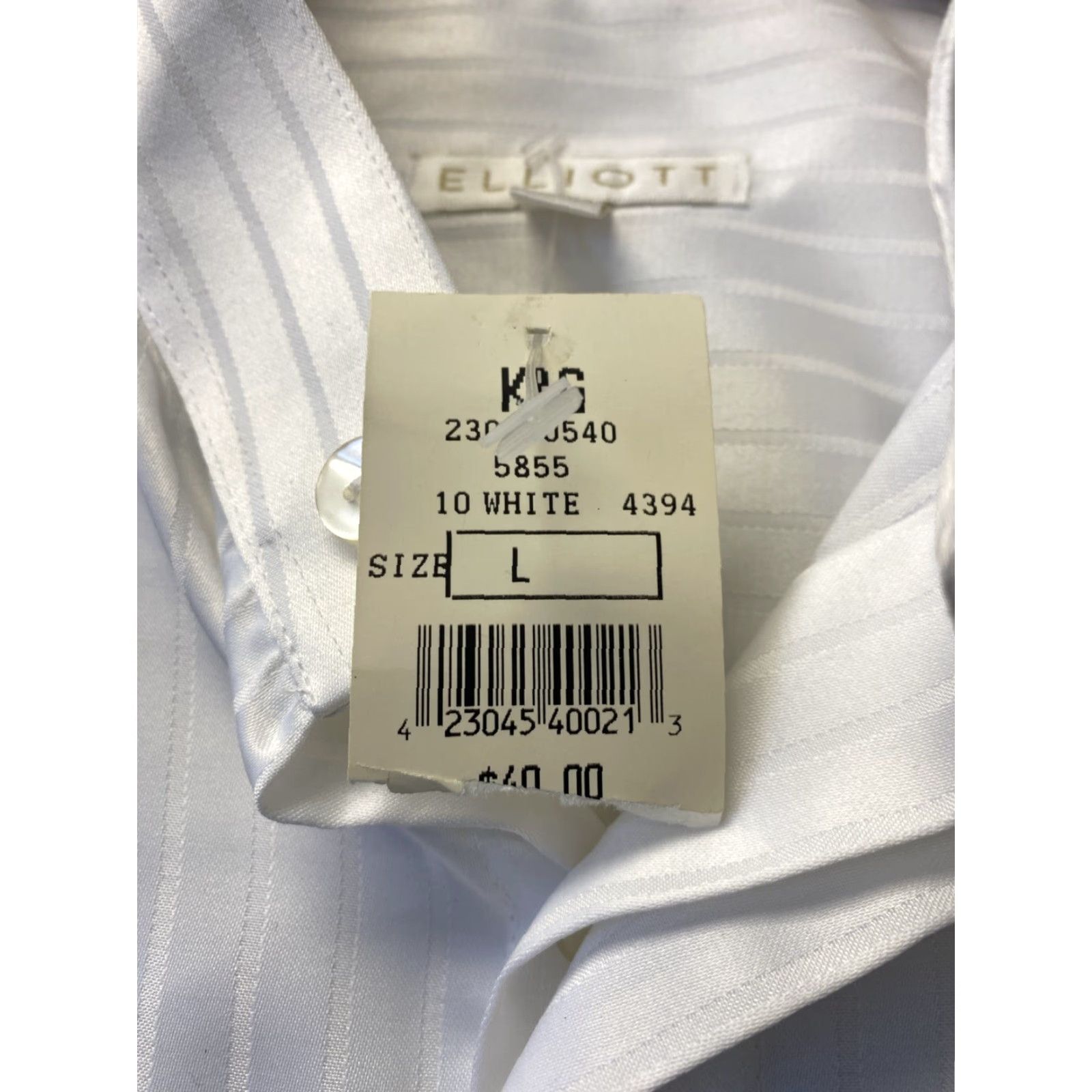 Vintage Elliott Men’s Dress Shirt Button-Down White Poly 100% Polyester L 16-16 1/2 Chest Sizes 87-103 / 87-103 Branded Size 42R - 3 Thumbnail