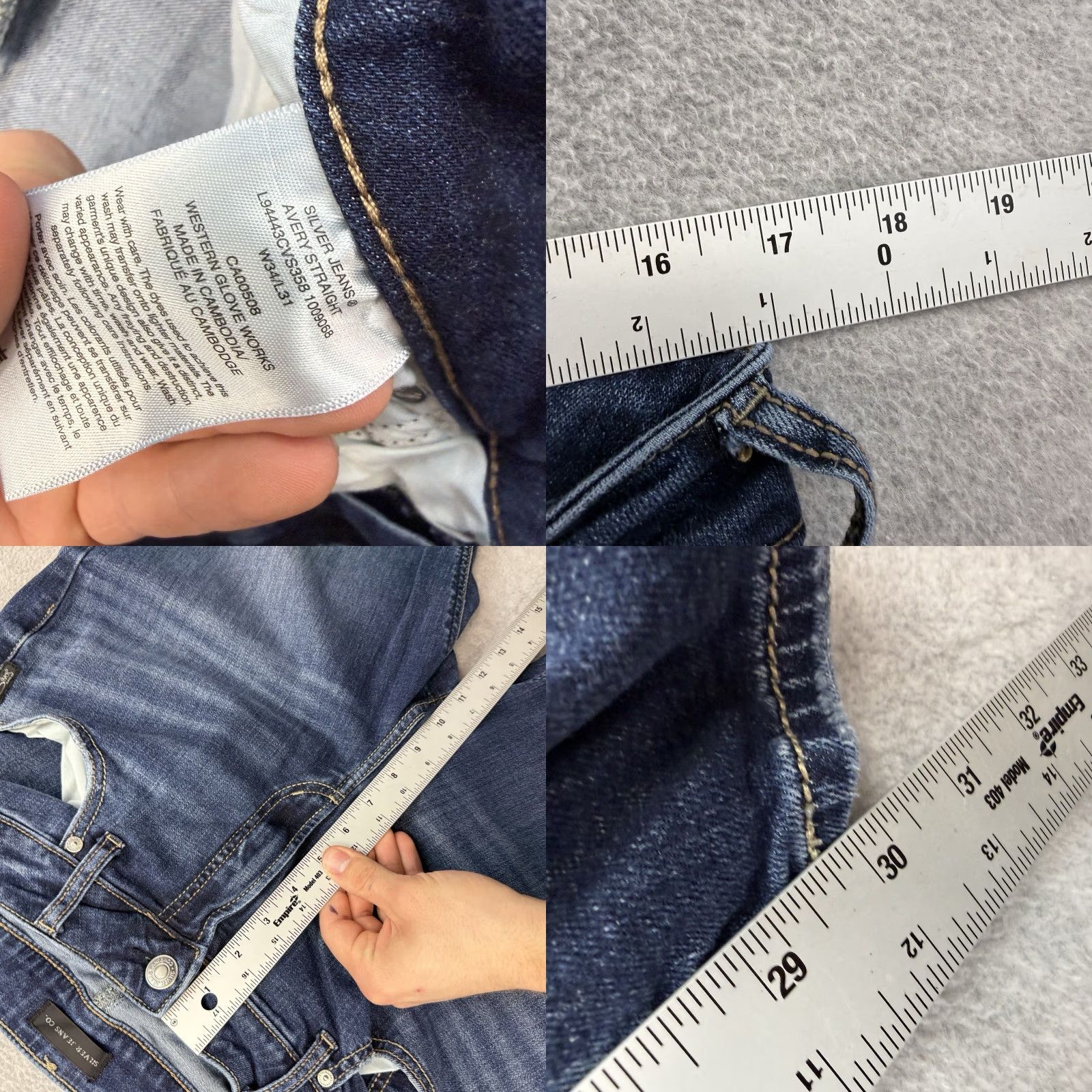 Denime Avery Silver Jeans Slim Boot Mens Denim Jeans 34x31 Dark Wash Cotton Pant Regular Size 34 Inseam 31 5-Pocket Denim Size US 34 / EU 50 - 8 Thumbnail