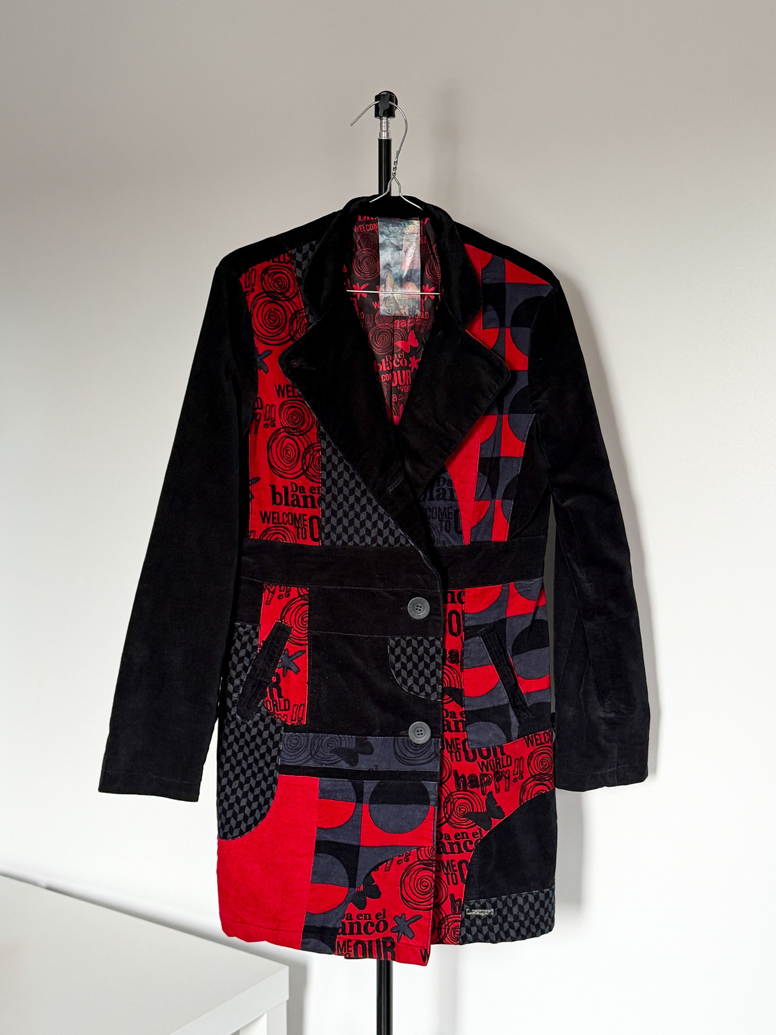 Desigual Desigual Women’s Patchwork Velvet Coat Geo Print Graphics Size M / US 6-8 / IT 42-44 - 1 Thumbnail