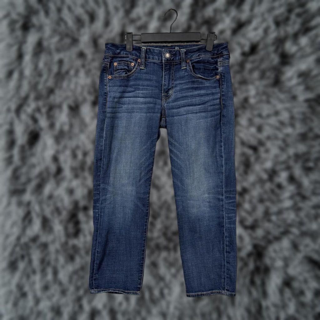 American Eagle Outfitters American Eagle Womens Jeans Boyfriend Crop 4 Medium Blue Stretch Denim 31x23.5 5-Pocket Zip Button Casual Boho Grunge Hipster Retro Y2K Size 27" / US 4 / IT 40 - 1 Thumbnail