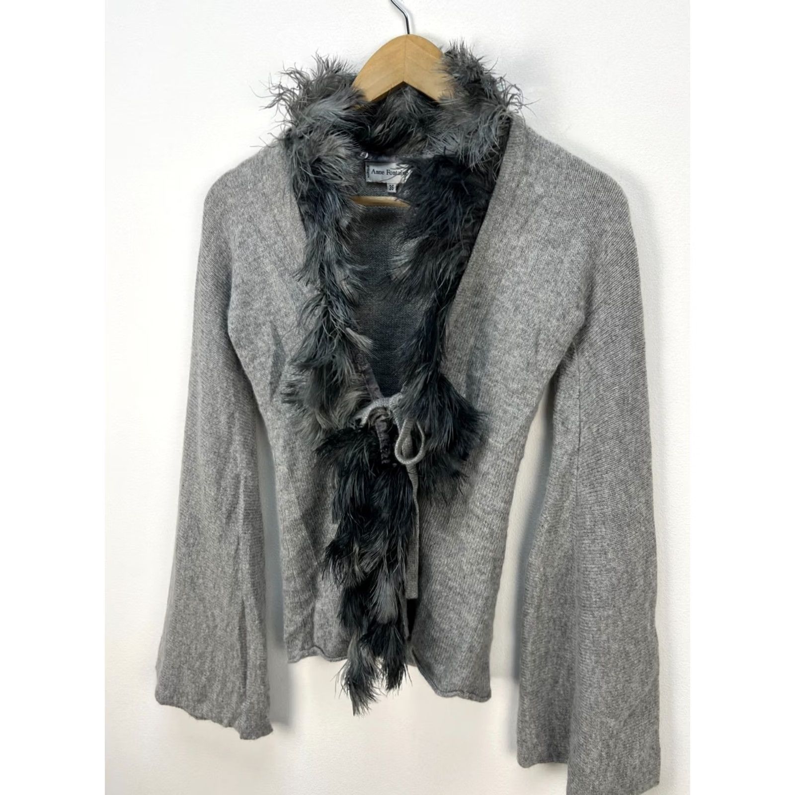 ANNE FONTAINE Anne Fontaine Grey Cardigan Women’s Wool Angora Cashmere 36 Long Sleeve Knit Size 36 Womens Cardigan Gray Woolpolyamide Angora Cashmere Size XS / US 0-2 / IT 36-38 - 2 Thumbnail