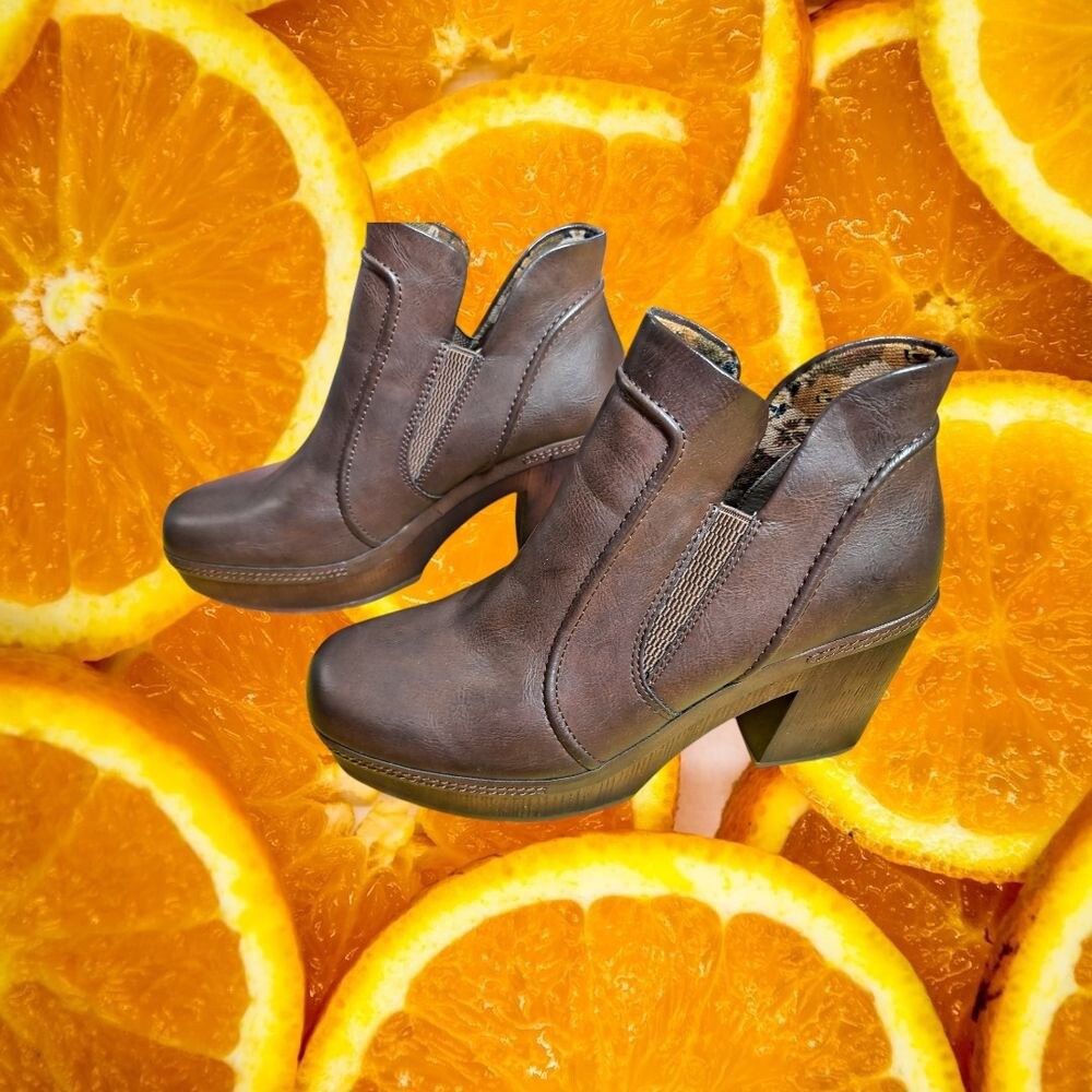 Kork-Ease Kork-Ease Brown Ankle Booties Comfort Platform Block Heel Sh Size US 7.5 / IT 37.5 - 1 Thumbnail