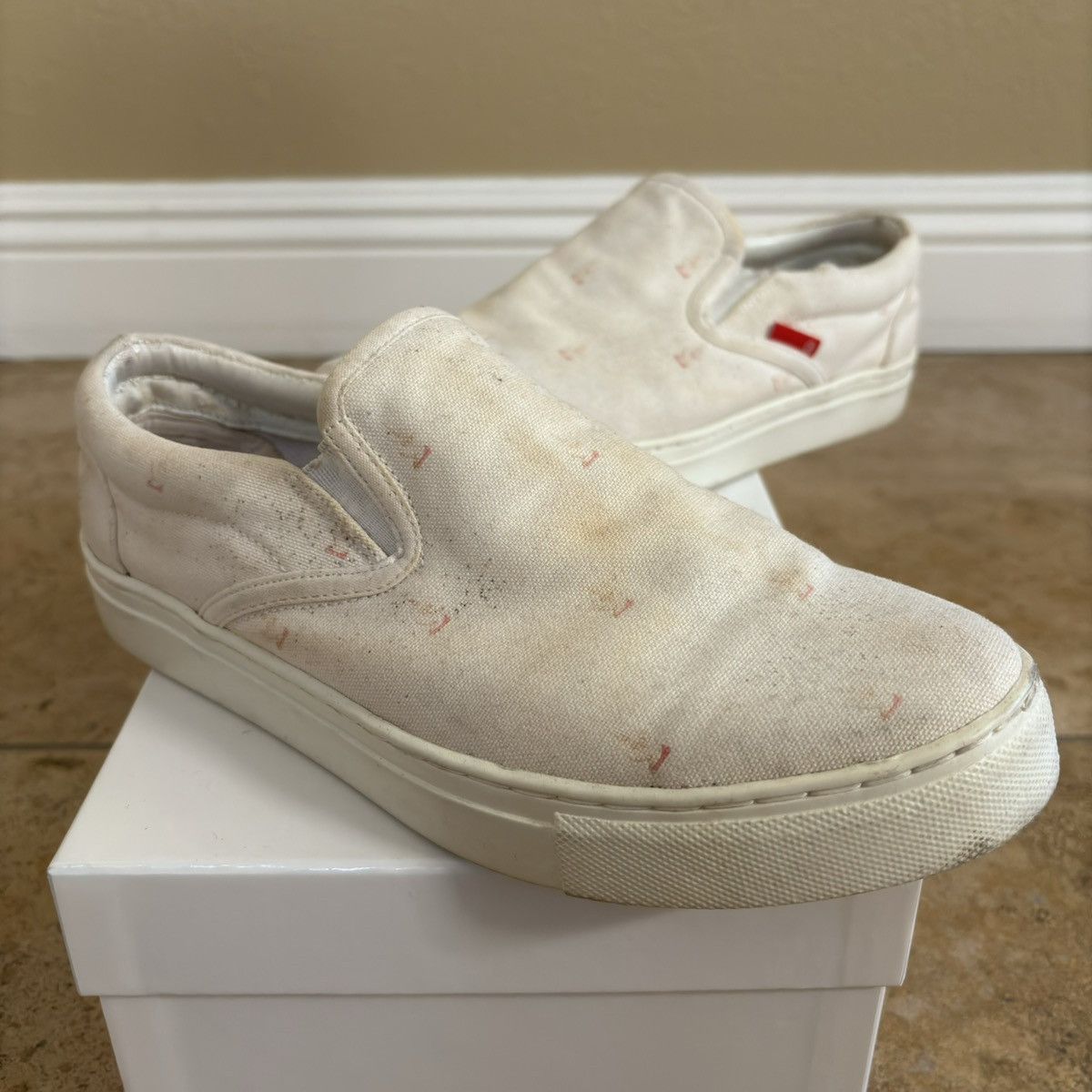 Undercover 2000s middle finger pattern canvas slip on sneakers Japan Size US 7.5 / IT 37.5 - 1 Thumbnail