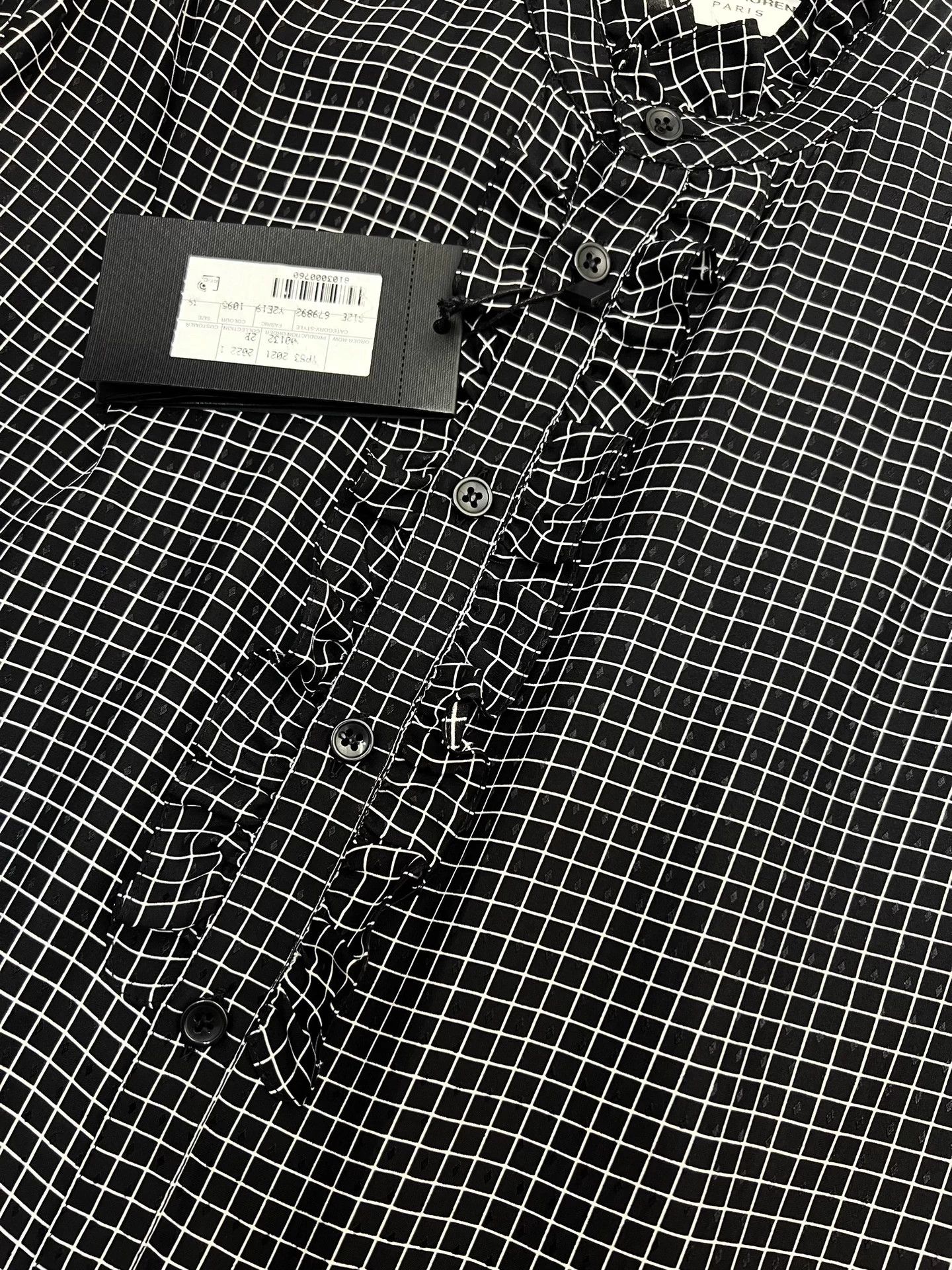 SLP diamond-patterned, checkered silk shirt,