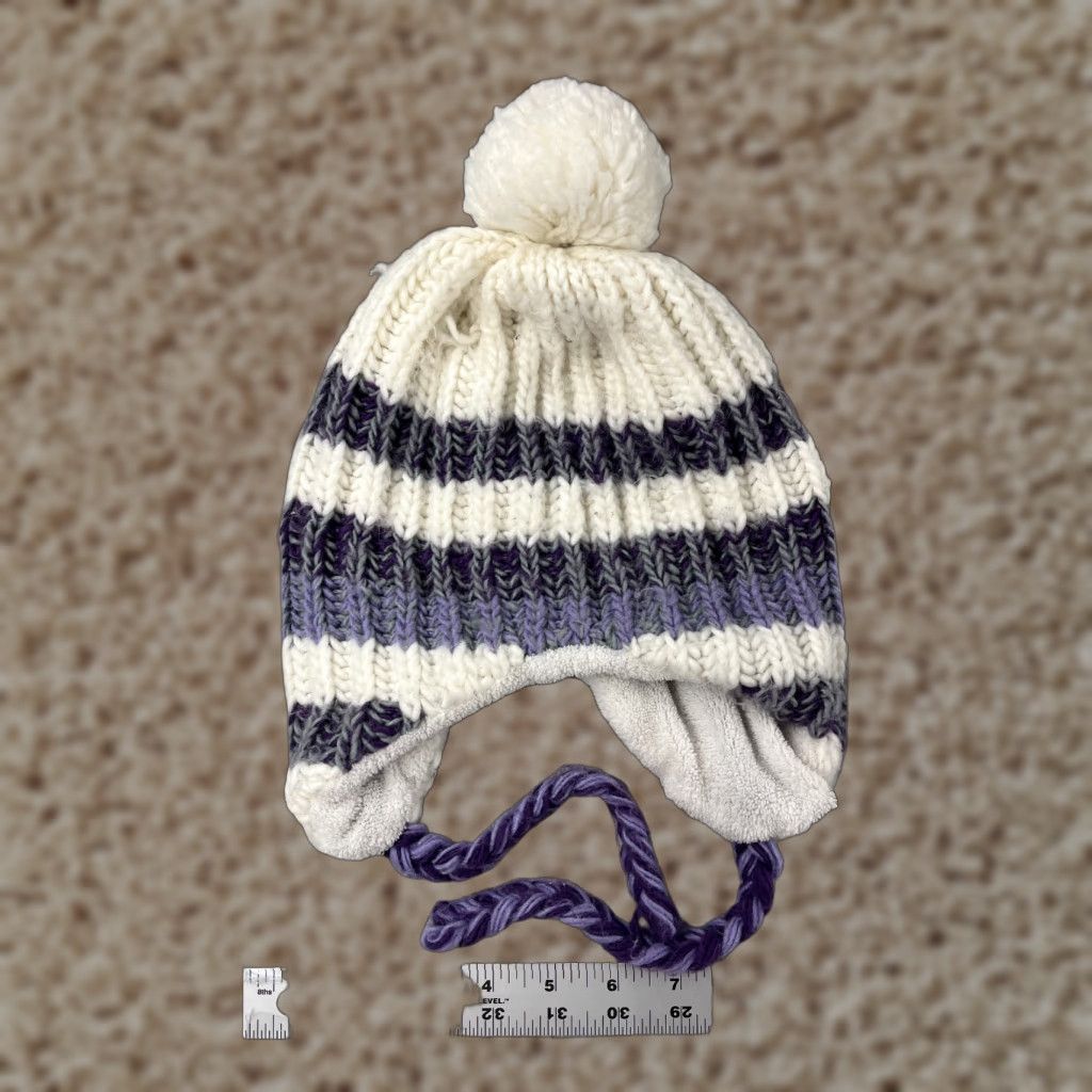 Vintage Accessory Network Group LLC Beanie Toque Hat Womens One Size Purple Ear Flap Acrylic Poly Pom Size ONE SIZE - 1 Thumbnail