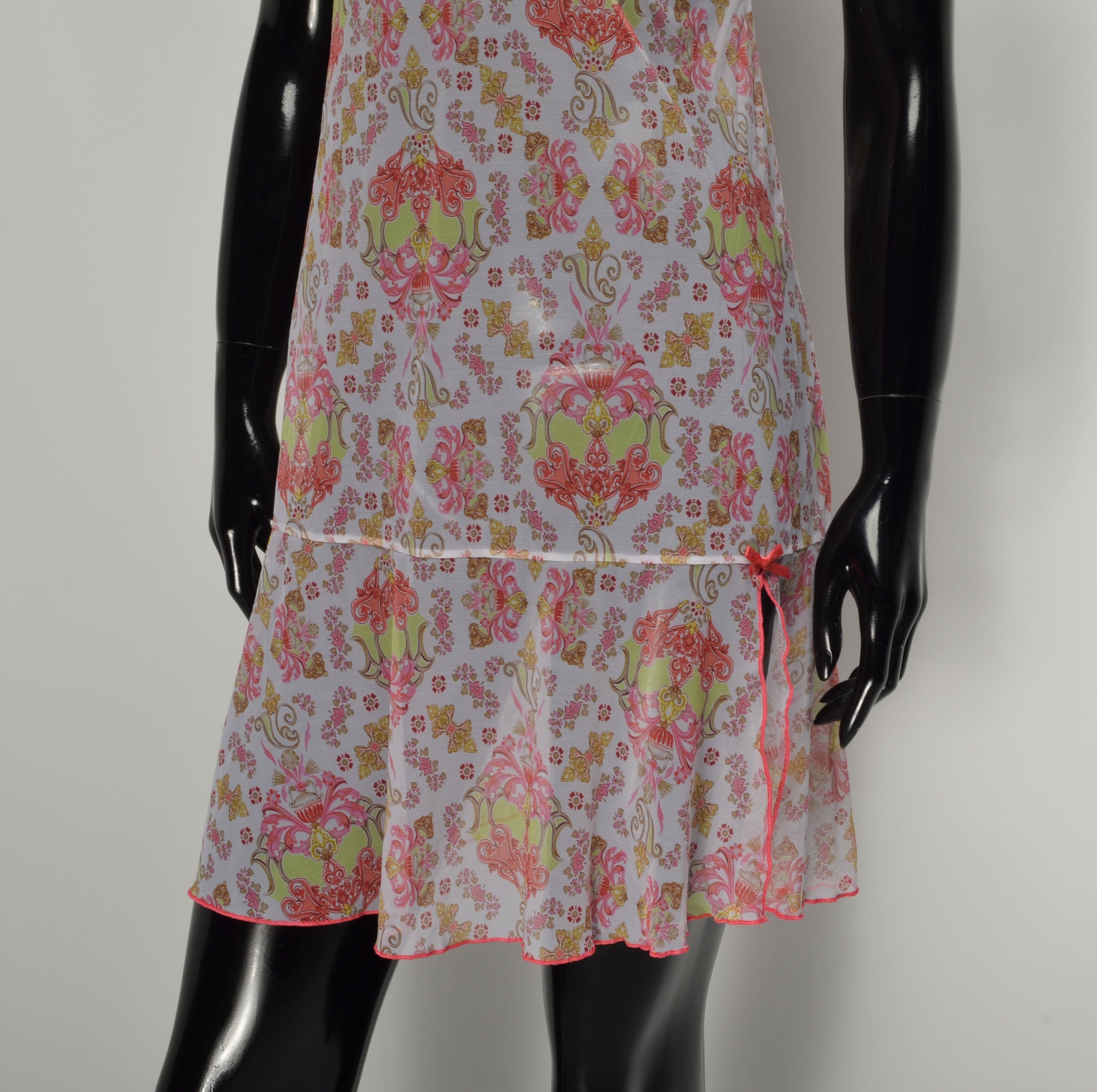 Other Vintage Y2K Mesh Printed Coquette Cami Dress Size S / US 4 / IT 40 - 3 Thumbnail