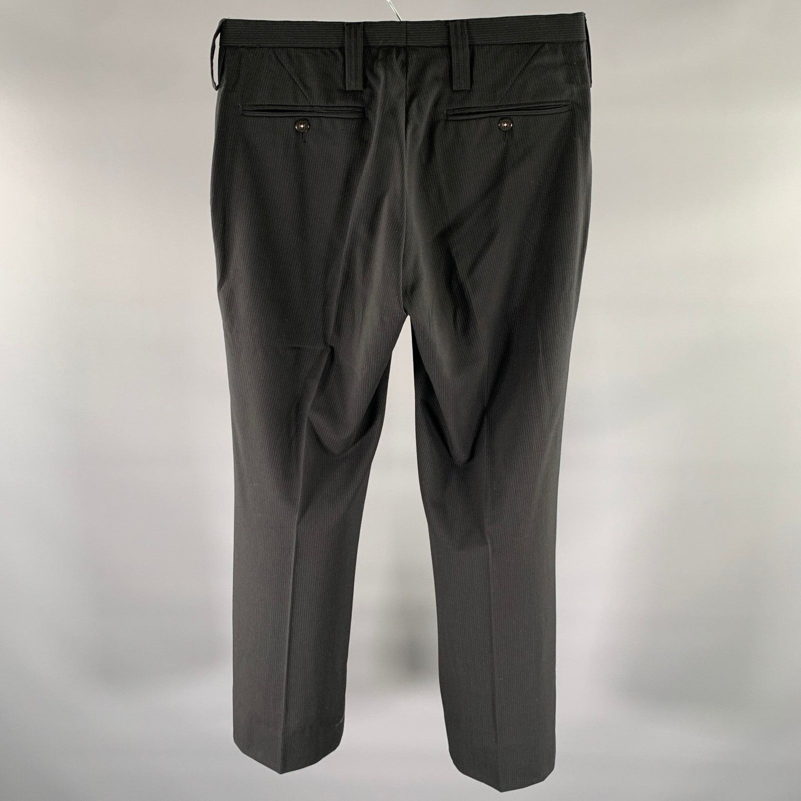 J.Lindeberg J.LINDEBERG Size 31 Black Pinstripe Flat Front Dress Pants Size US 31 - 3 Thumbnail