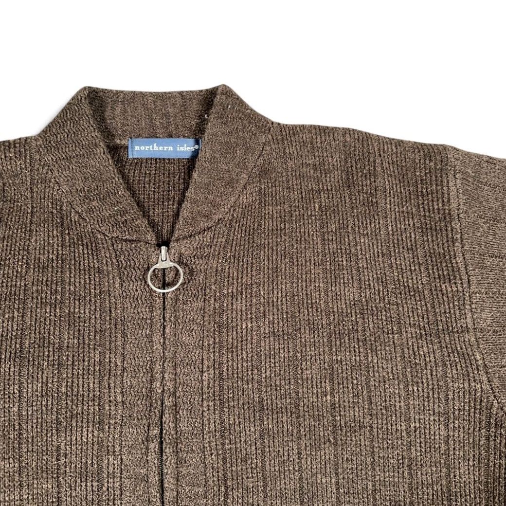 Vintage VINTAGE Northern Isles Sweater Cardigan Adult XL Brown 90s Zip Full Zip Pockets Mock Neck Rib Knit Mens XL Brown 90s Vintage Size US XL / EU 56 / 4 - 2 Thumbnail