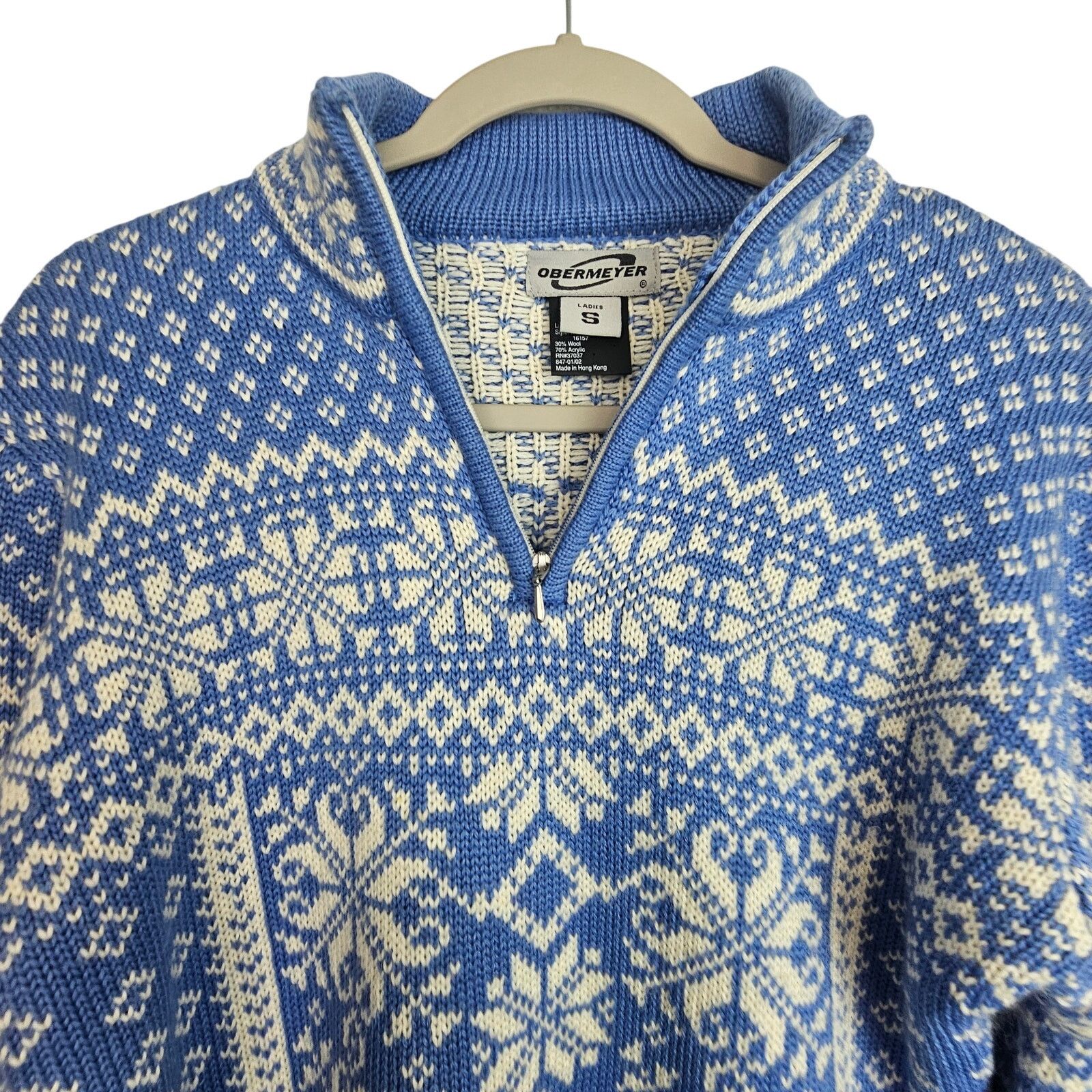 Obermeyer Obermeyer Womens Fair Isle Nordic Cropped Wool Sweater Sz S Size S / US 4 / IT 40 - 2 Thumbnail