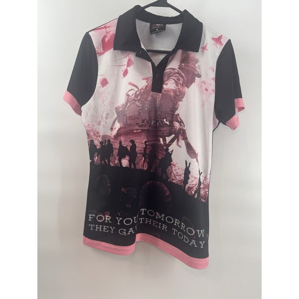 Other DSA Military Memorial Polo Golf Shirt L Pink Black Soldier Size L / US 10 / IT 46 - 2 Thumbnail
