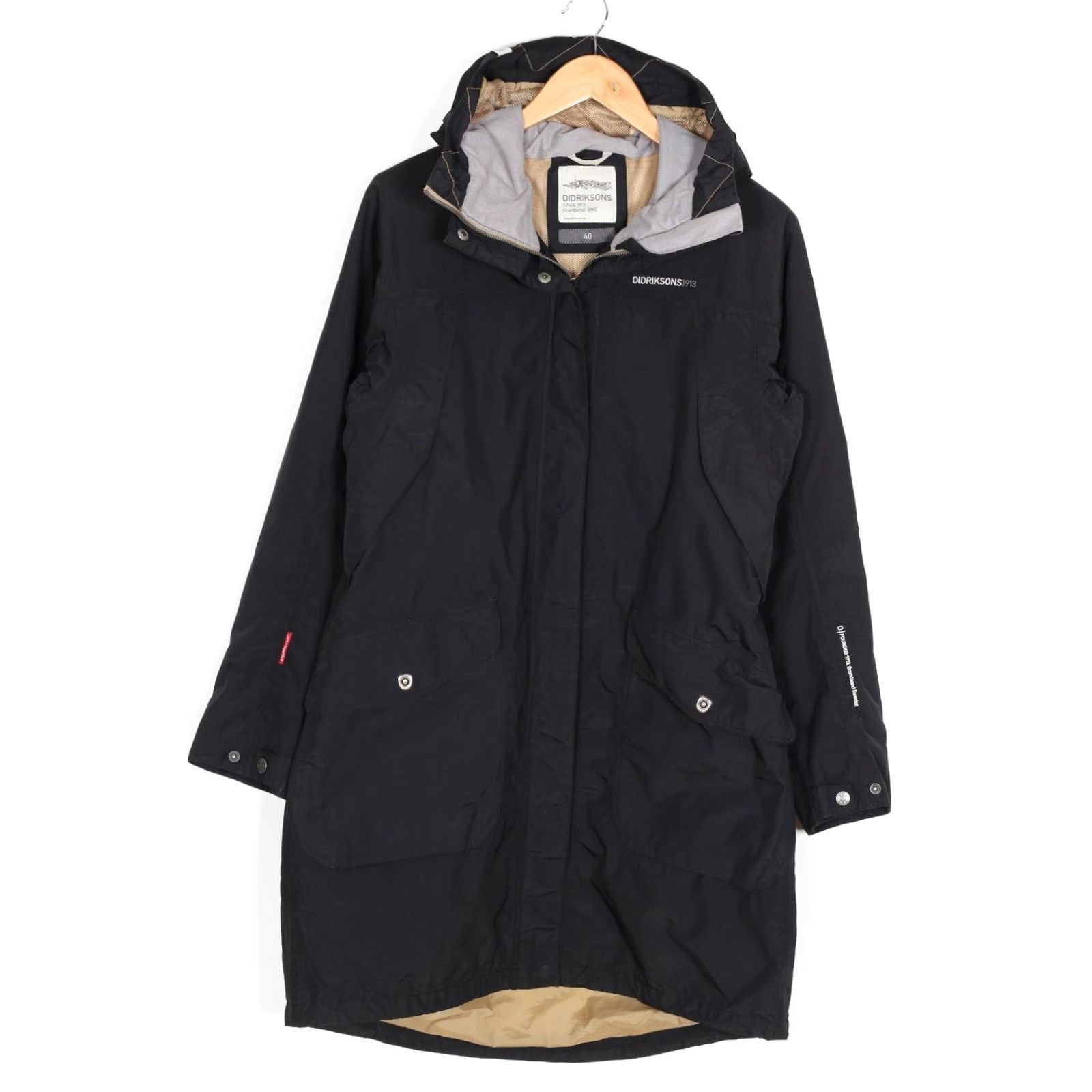 Vintage Didriksons THELMA Coat Jacket Women MJ6449 Hooded Waterproof Breathable Size 40 Black Parka Jacket Womens Size S / US 4 / IT 40 - 2 Thumbnail