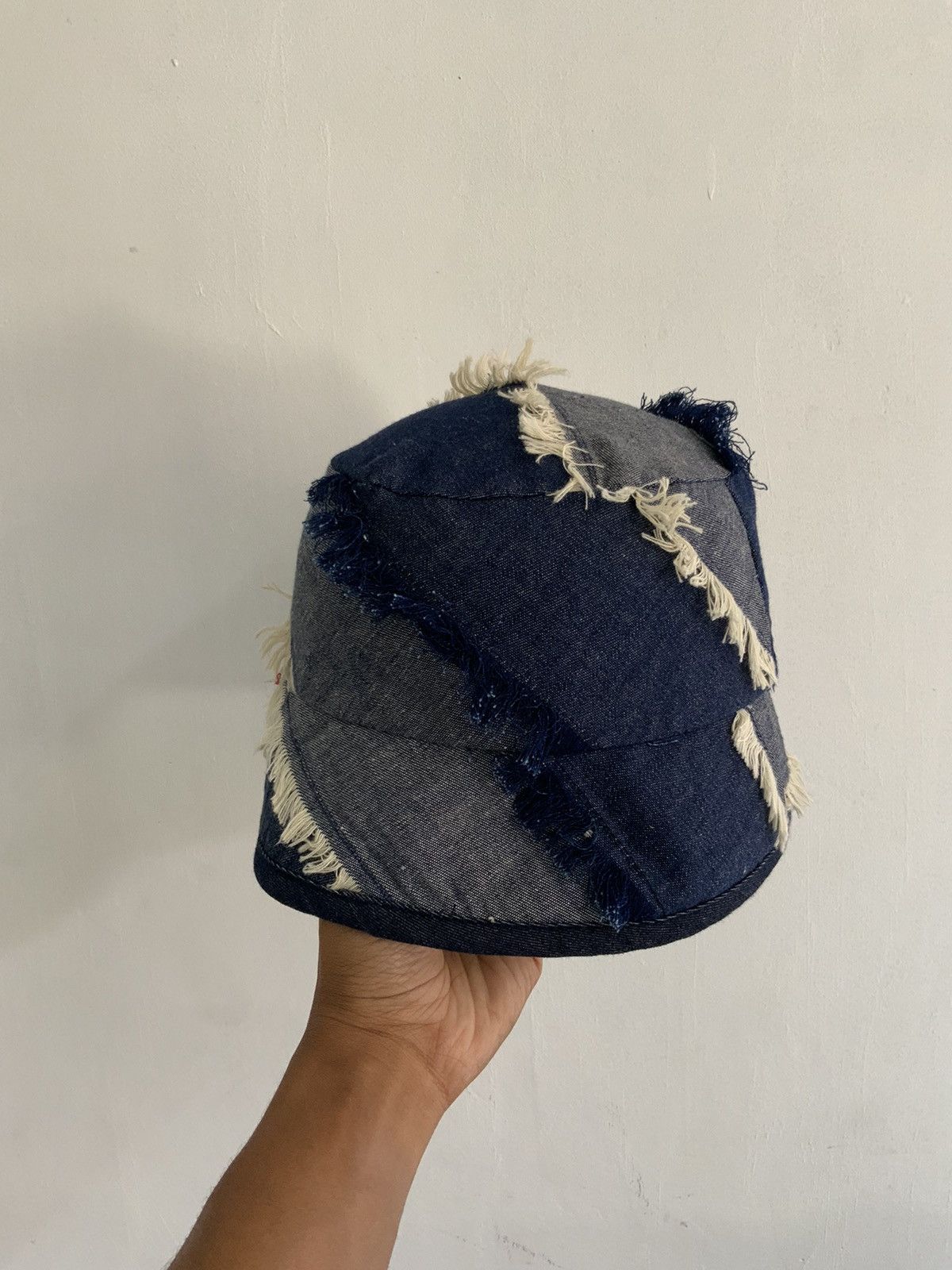 If Six Was Nine Denim Patchwork Distressed by Zero Quater Indigo Hat Size ONE SIZE - 1 Thumbnail