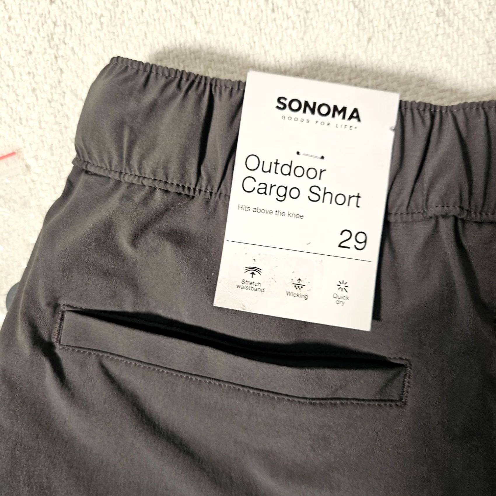 Vintage VINTAGE Sonoma Outdoor Cargo Shorts Mens 29 Gray Nylon Stretch Belted Elastic Waist NEW Size US 29 - 8 Thumbnail