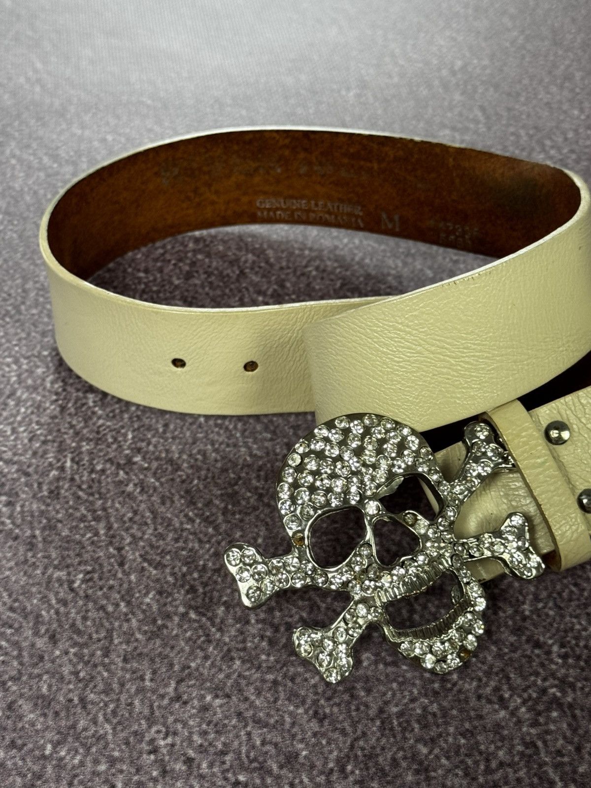 Other Y2k Drip Skeleton Skull Rhinestones Leather Avant Garde Belt Size ONE SIZE - 3 Thumbnail