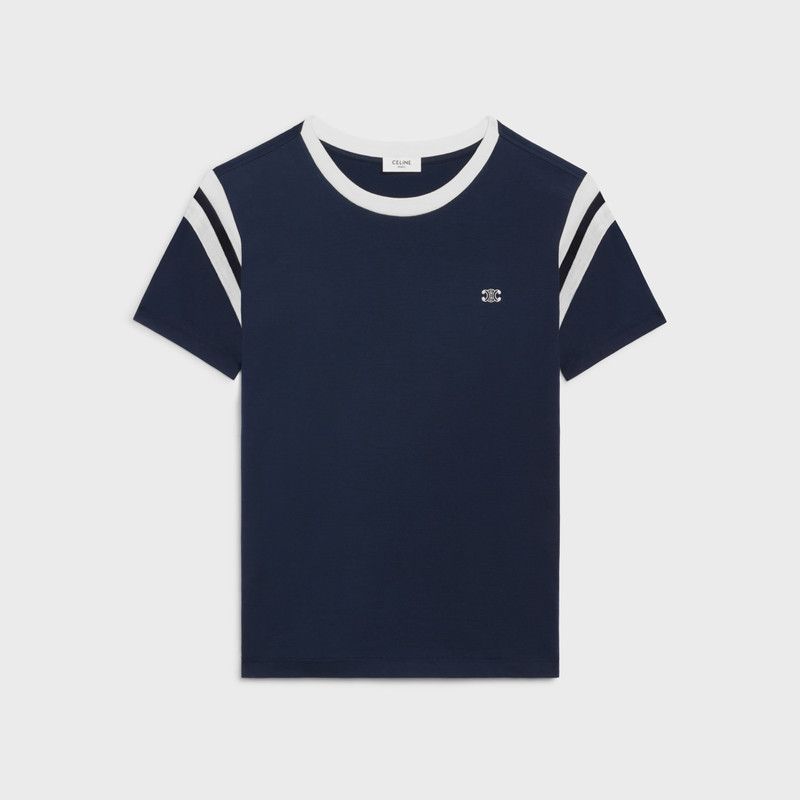 Celine o1bcso1str0126 2X30O671Q Triomphe Regular T-Shirt Deep Navy Size US XL / EU 56 / 4 - 1 Thumbnail