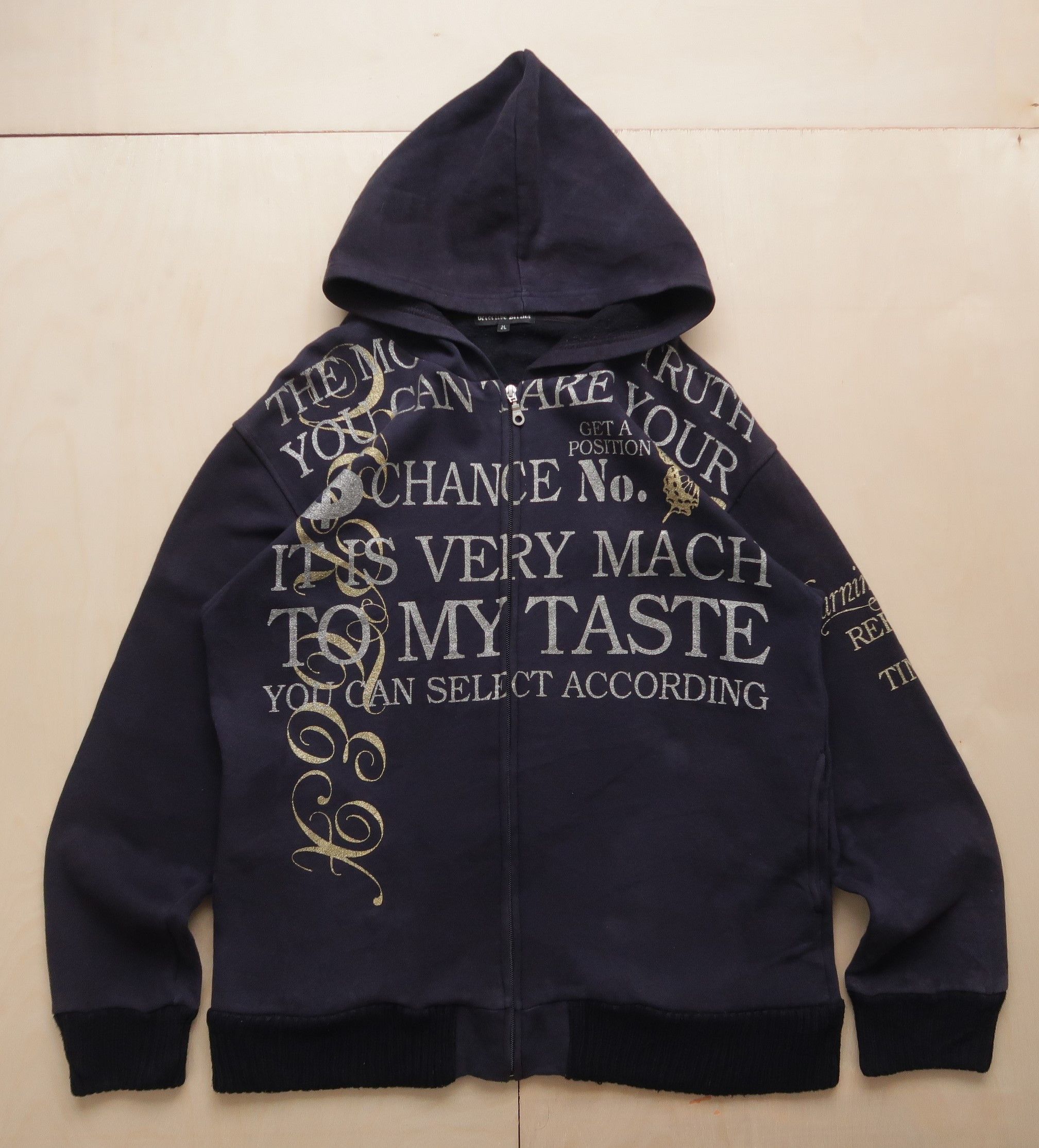Pre-owned If Six Was Nine X Le Grande Bleu L G B 1990s Vtg Defective Struct Poem Punk Style Hoodie In Faded Navy