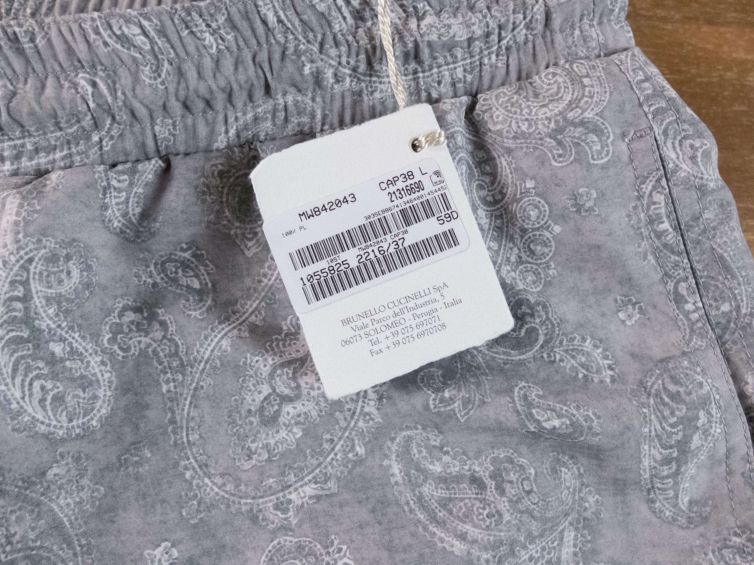 Brunello Cucinelli BRUNELLO CUCINELLI gray paisley print swim shorts Large NWT Size US 34 / EU 50 - 6 Thumbnail