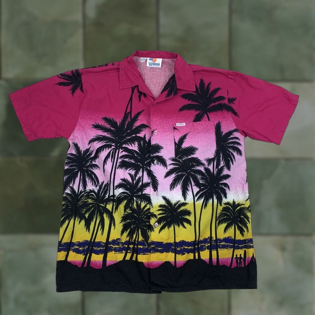 Pinko VINTAGE Windswept Hawaiian Button-Up Shirt Adult Large Pink 90s Bahamas Tropical Aloha Casual Mens Short Sleeve Button-Up Shirt Size US L / EU 52-54 / 3 - 1 Thumbnail