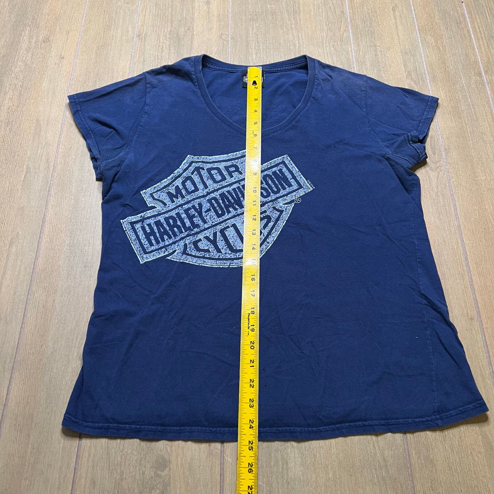 Harley Davidson Harley-Davidson women's Sz L/XL blue v-neck short-sleeve Size US XL / EU 56 / 4 - 4 Thumbnail