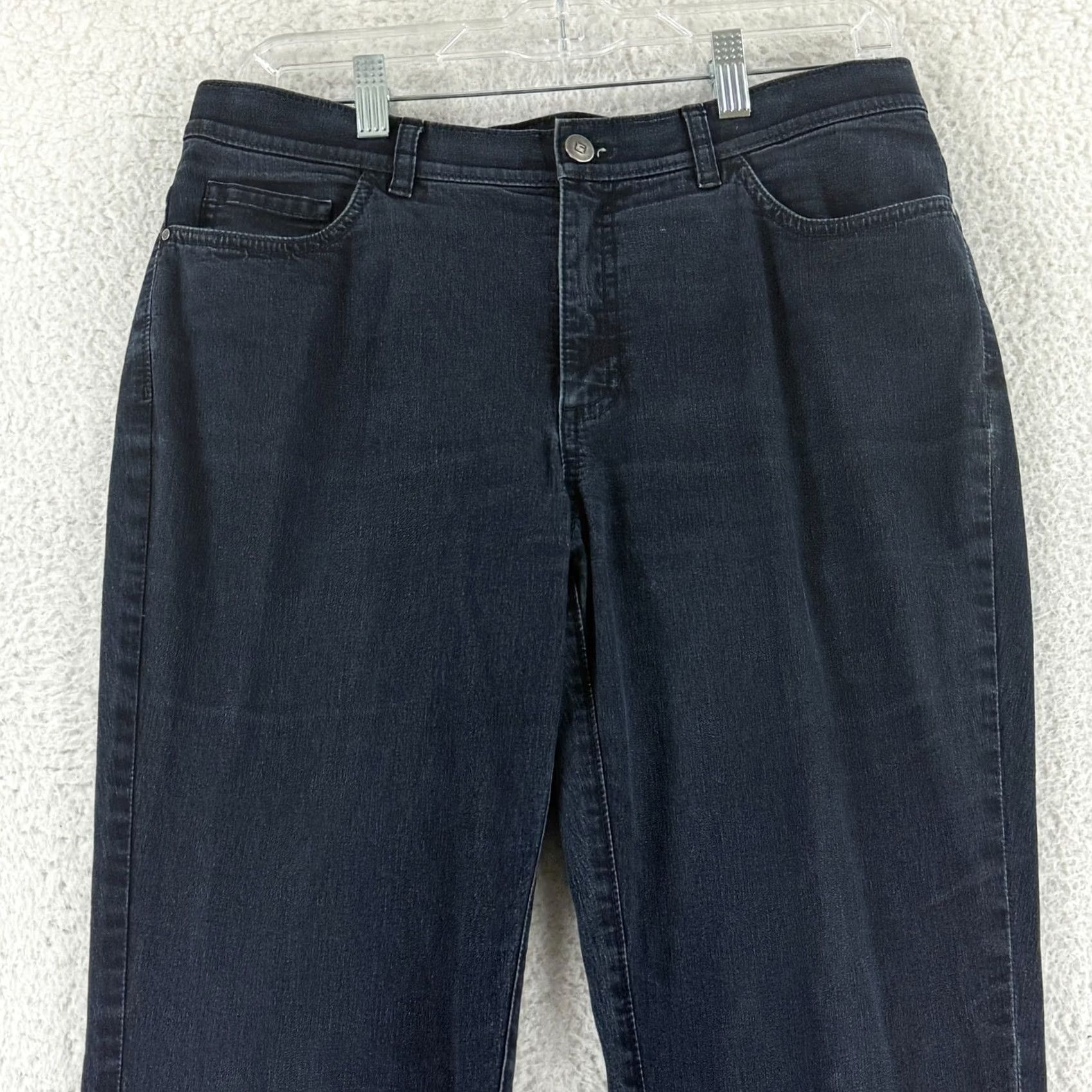 Denime Lafayette 148 New York Jeans Womens Size 8 Blue Denim Cropped Mid-Rise Wide Cuff Casual Regular Inseam 23.5" Pants/Jeans Womens Size 30" / US 8 / IT 44 - 2 Thumbnail