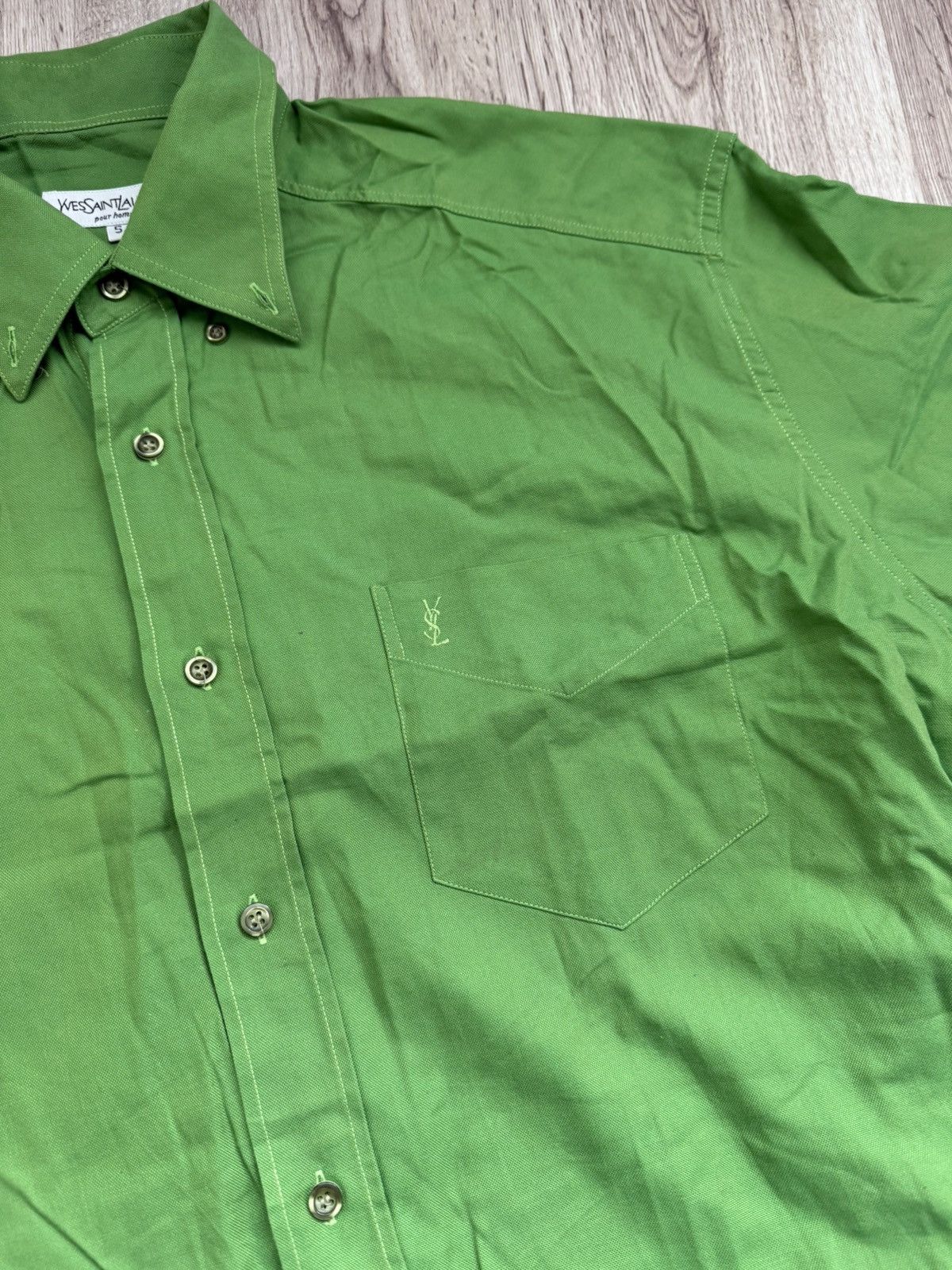 Yves Saint Laurent YSL Pour Homme Green Cotton Shirt XL Vintage Y2K Minimal Size US XL / EU 56 / 4 - 12 Thumbnail