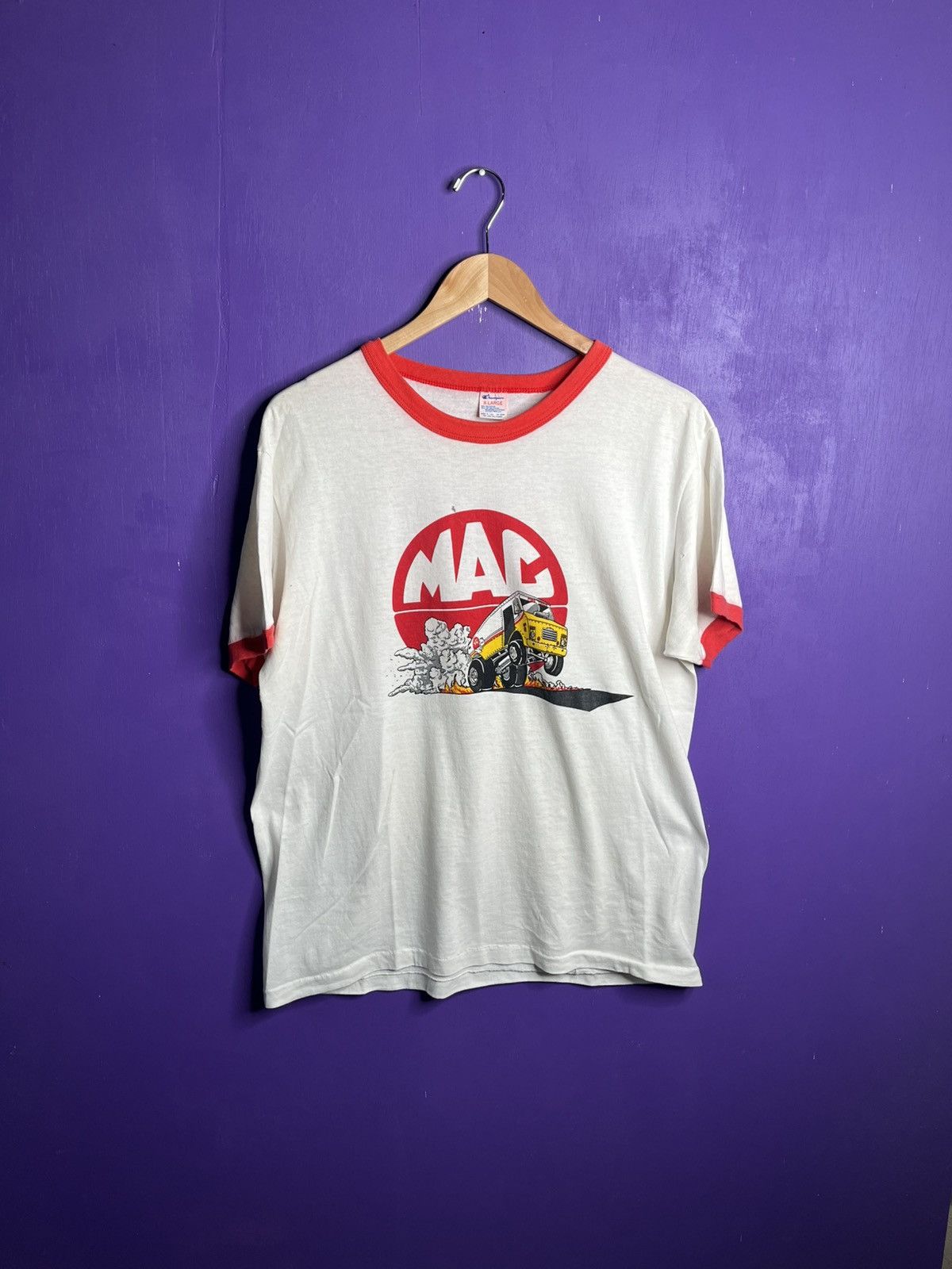 Champion × Vintage Vintage 80s Champion MAC tools ringer t-shirt Size US L / EU 52-54 / 3 - 1 Thumbnail