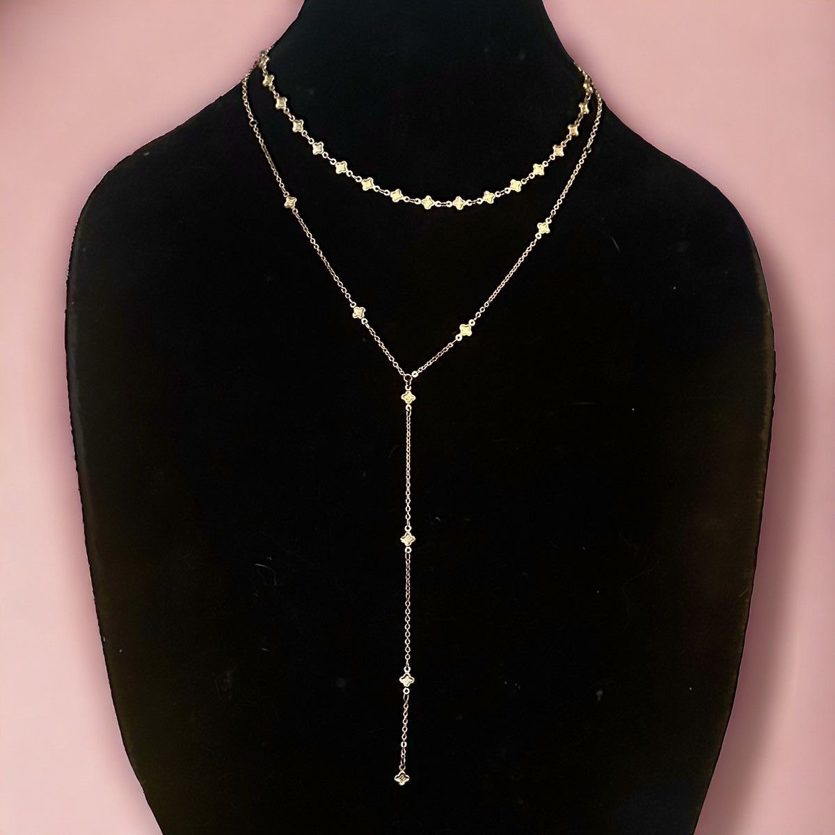 Other Gold tone layered stationed clover lariat necklace Size ONE SIZE - 1 Thumbnail