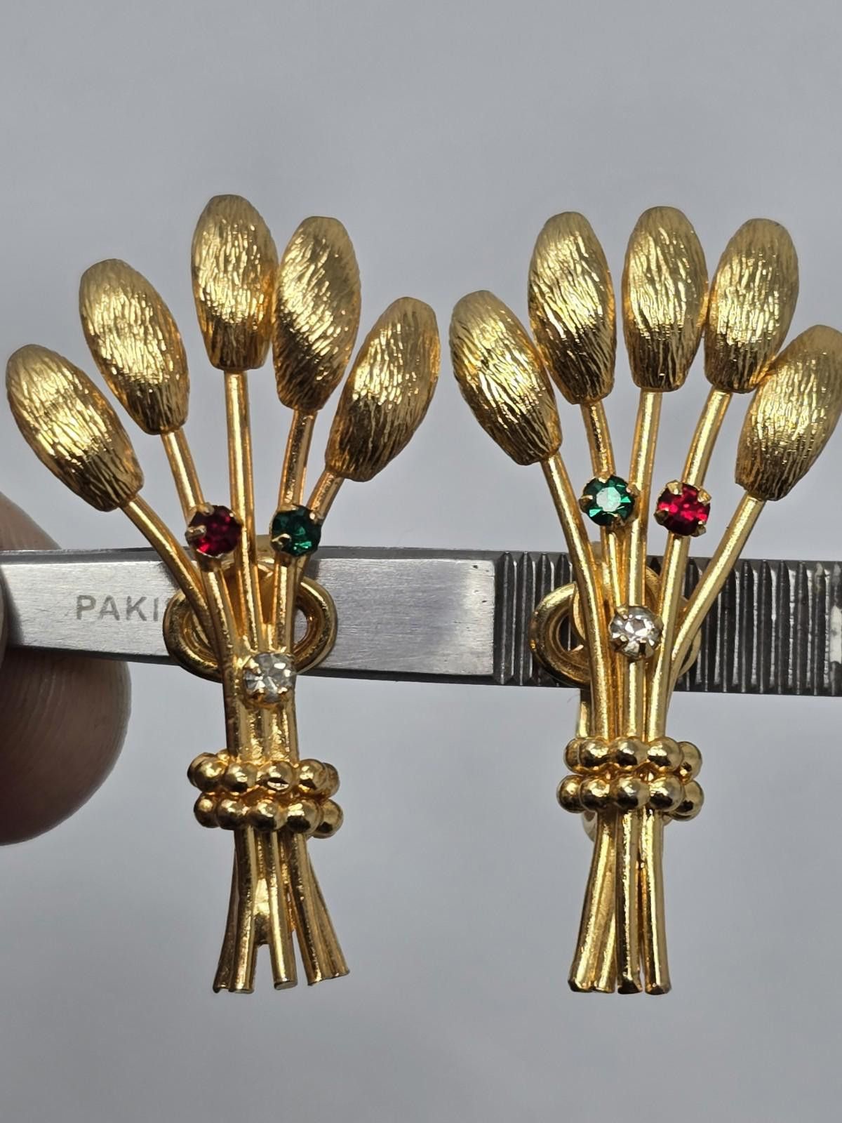 Other Vintage Bergère Gold-Tone Rhinestone Wheat Clip-On Earrings Size ONE SIZE - 4 Thumbnail