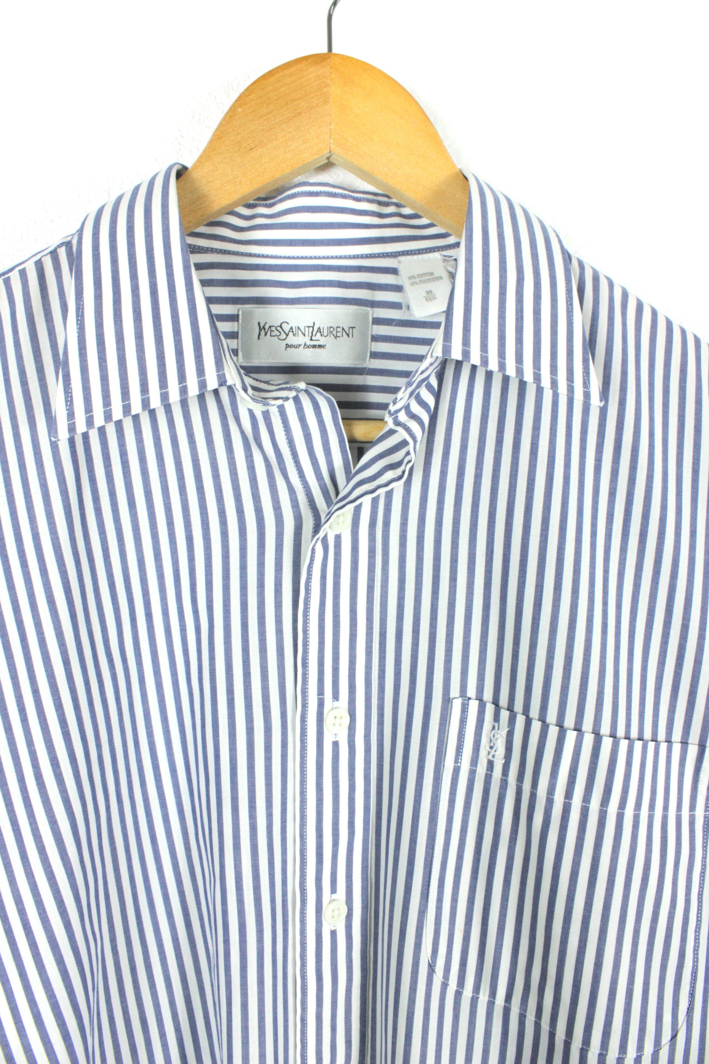 Vintage × Yves Saint Laurent Yves Saint Laurent Striped Shirt Size 39 Size US L / EU 52-54 / 3 - 2 Thumbnail
