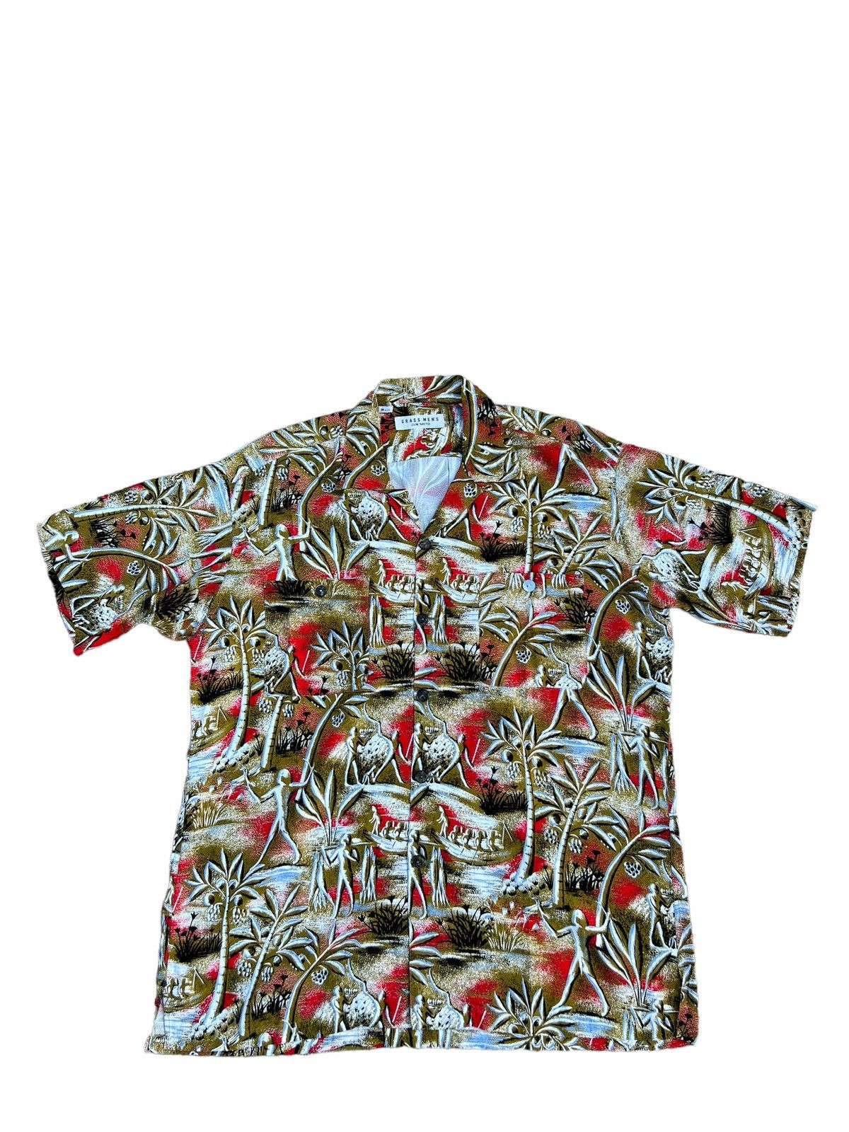 Other Jun Saito Grass Men’s Japan Abstract Print Rayon Hawaiian Size US M / EU 48-50 / 2 - 1 Thumbnail