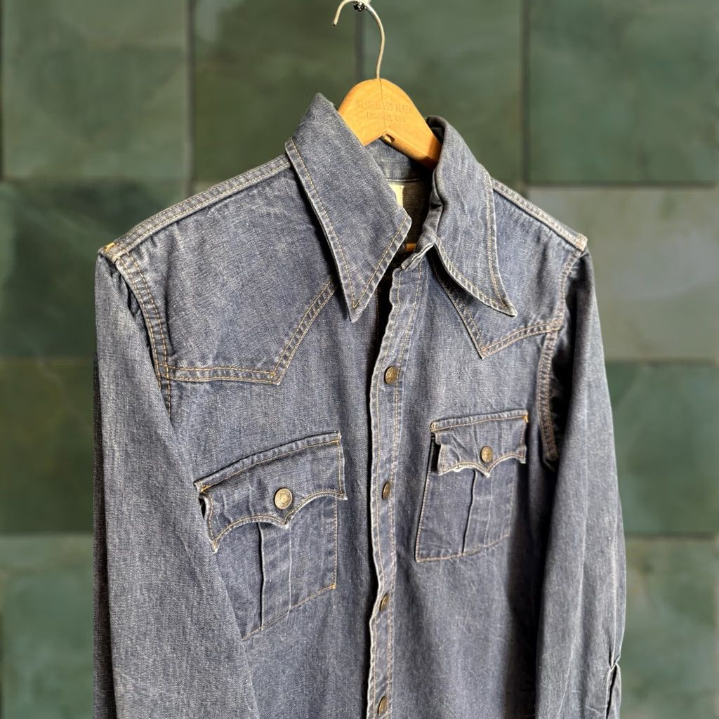 Denime VINTAGE Best Guys Denim Western Shirt Size Medium Blue Button Up 70’s Size US M / EU 48-50 / 2 - 1 Thumbnail