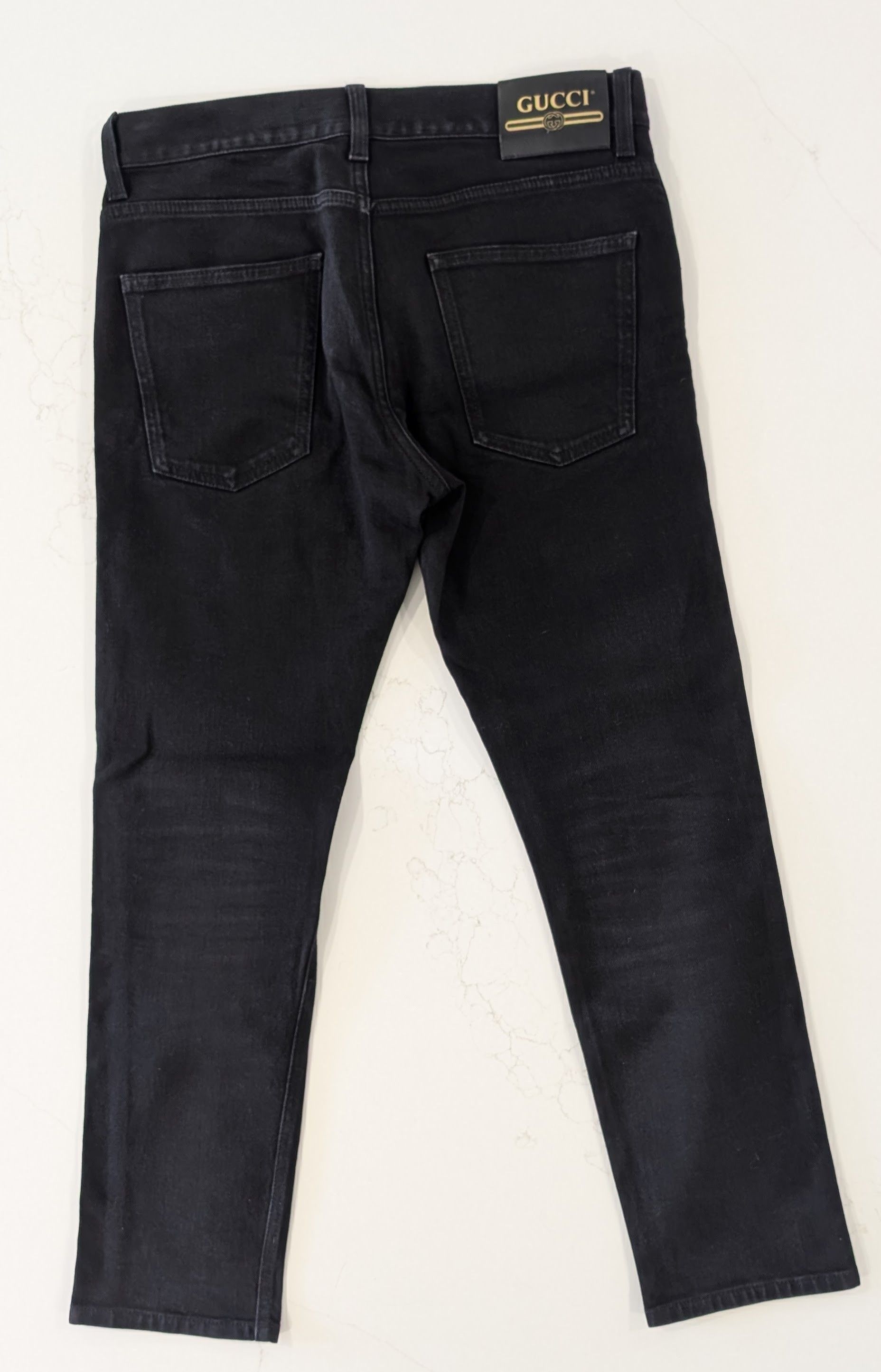 Gucci Gucci Men's Black Denim Skinny Jeans Size 30 Red Script Size US 30 / EU 46 - 2 Thumbnail