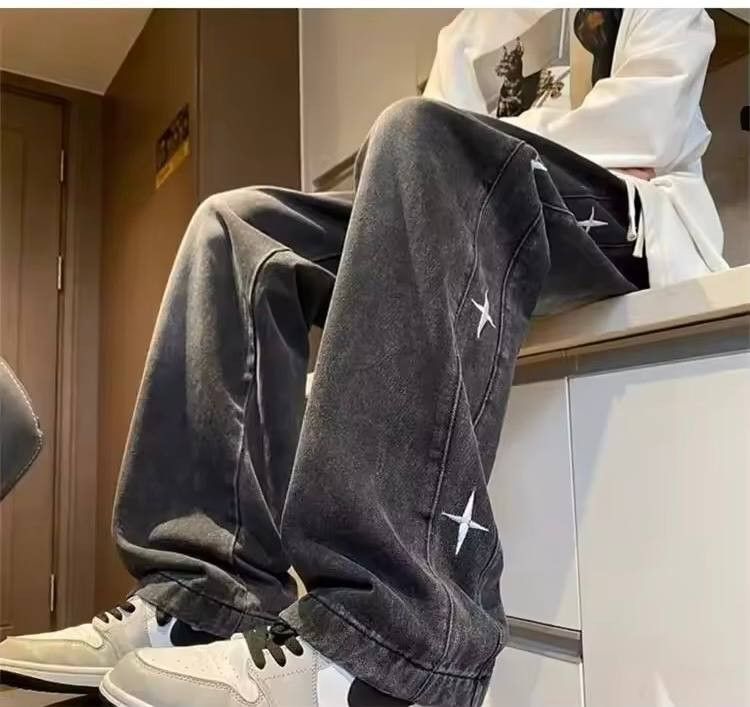 Japanese Brand × Vintage gradient jeans with embroidered stars. Size US 34 / EU 50 - 2 Thumbnail