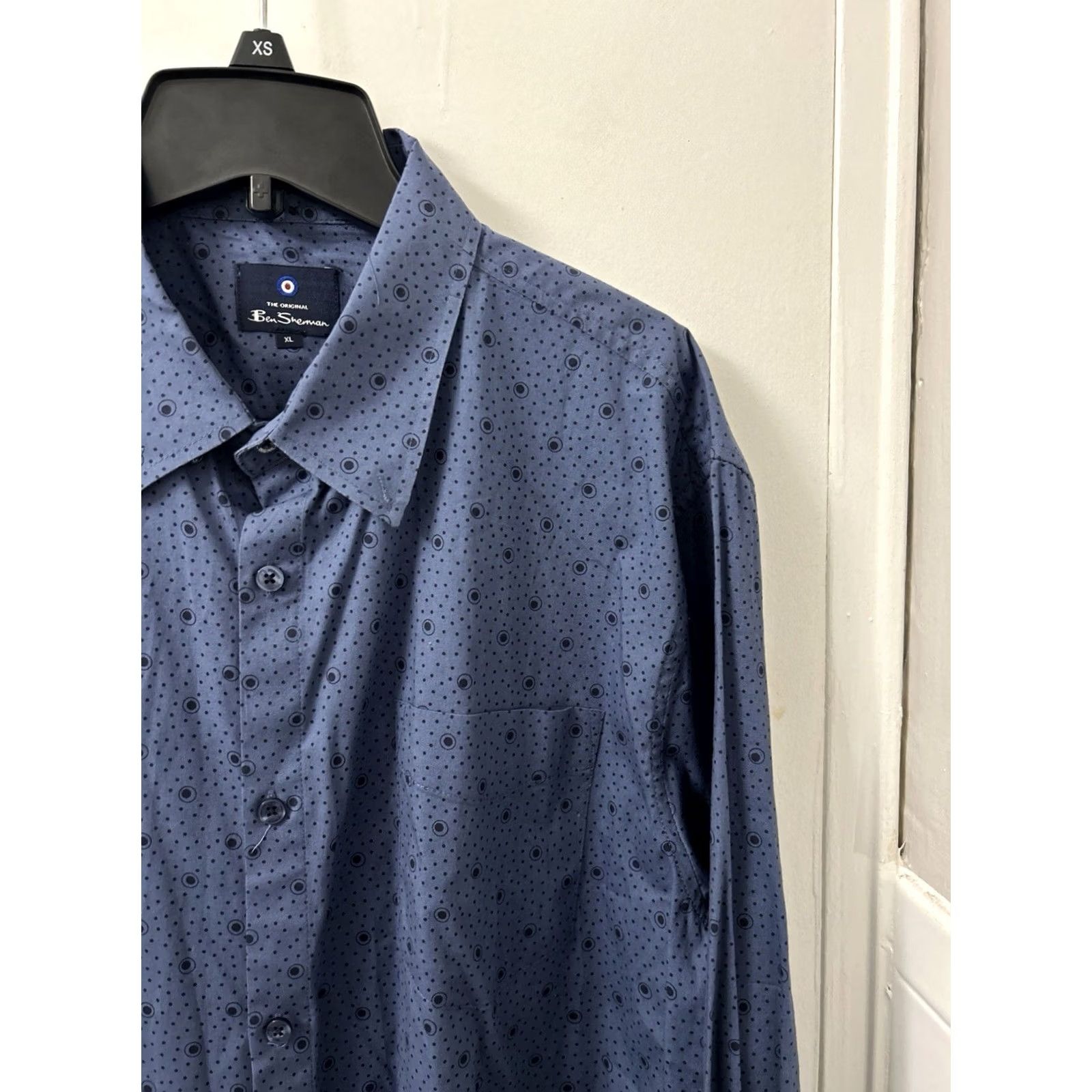Ben Sherman Ben Sherman Shirt Mens XL Blue Polka Dot Button-Down Pocket Logo Long Sleeve Size US XL / EU 56 / 4 - 4 Thumbnail