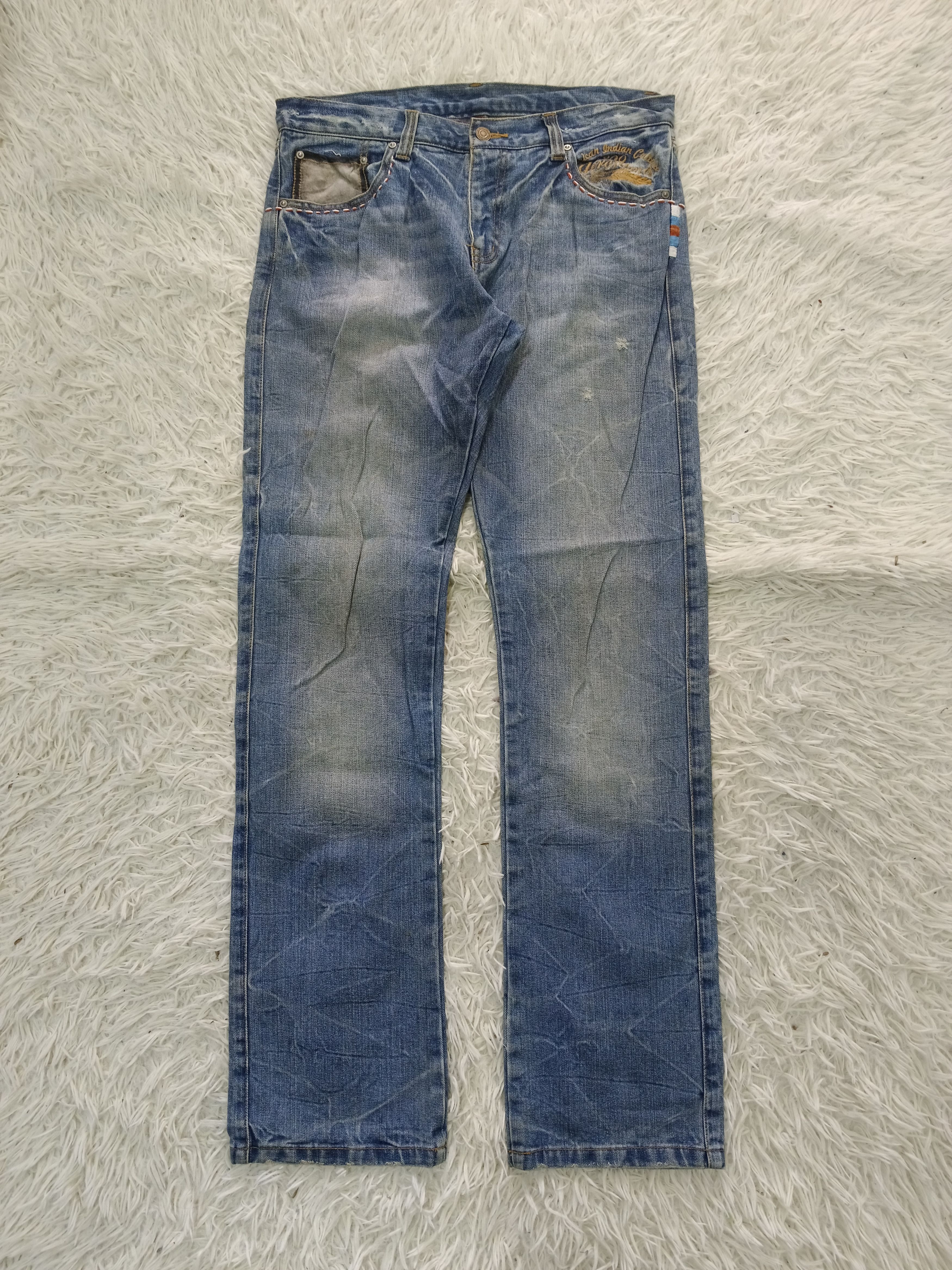 Japanese Brand NATIVE ART GERONIMO DISTRESSED DENIM PANTS Size US 32 / EU 48 - 2 Thumbnail