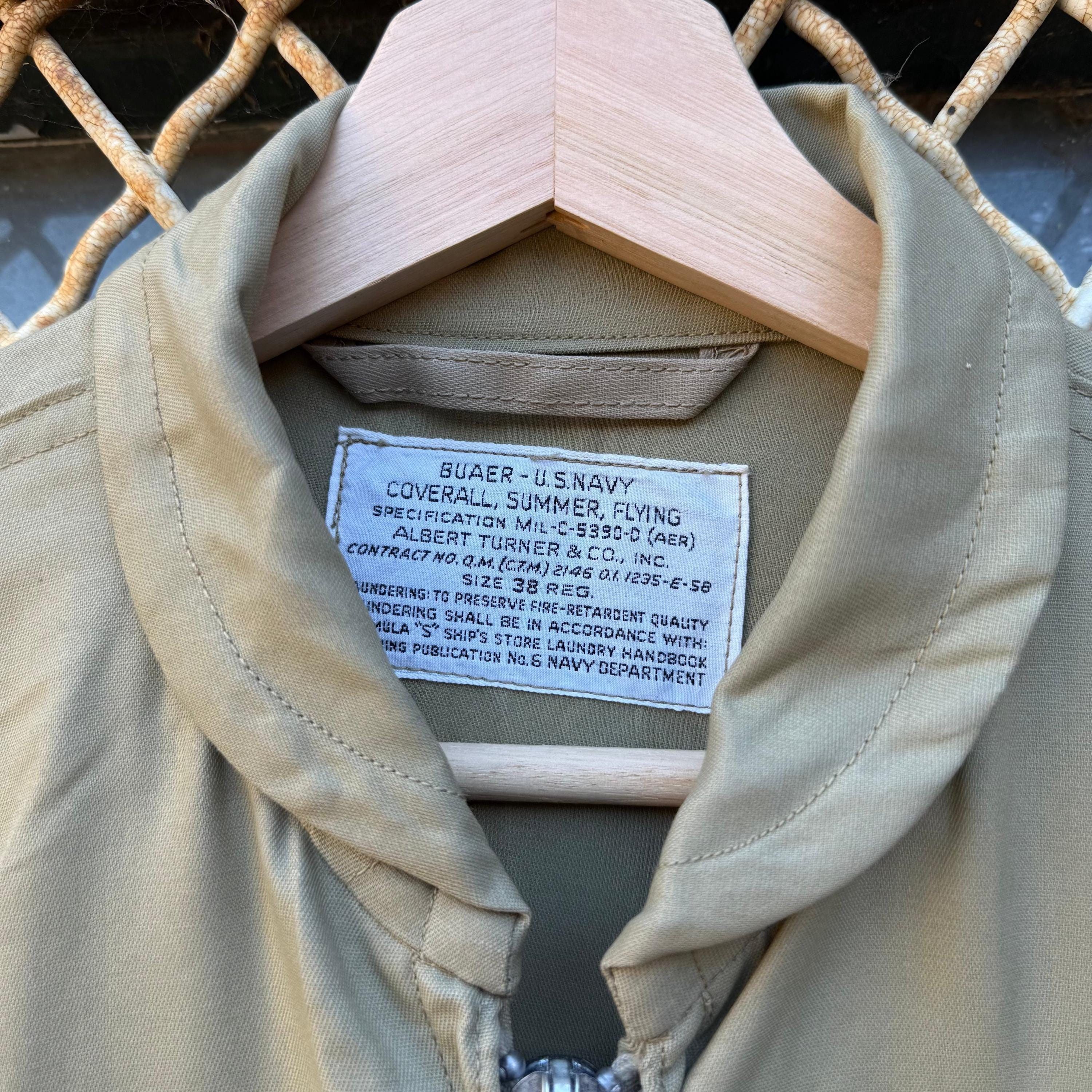 Vintage 50's US Navy AER Tan Khaki Summer Flying Coverall Size US 38 / EU 54 - 4 Thumbnail