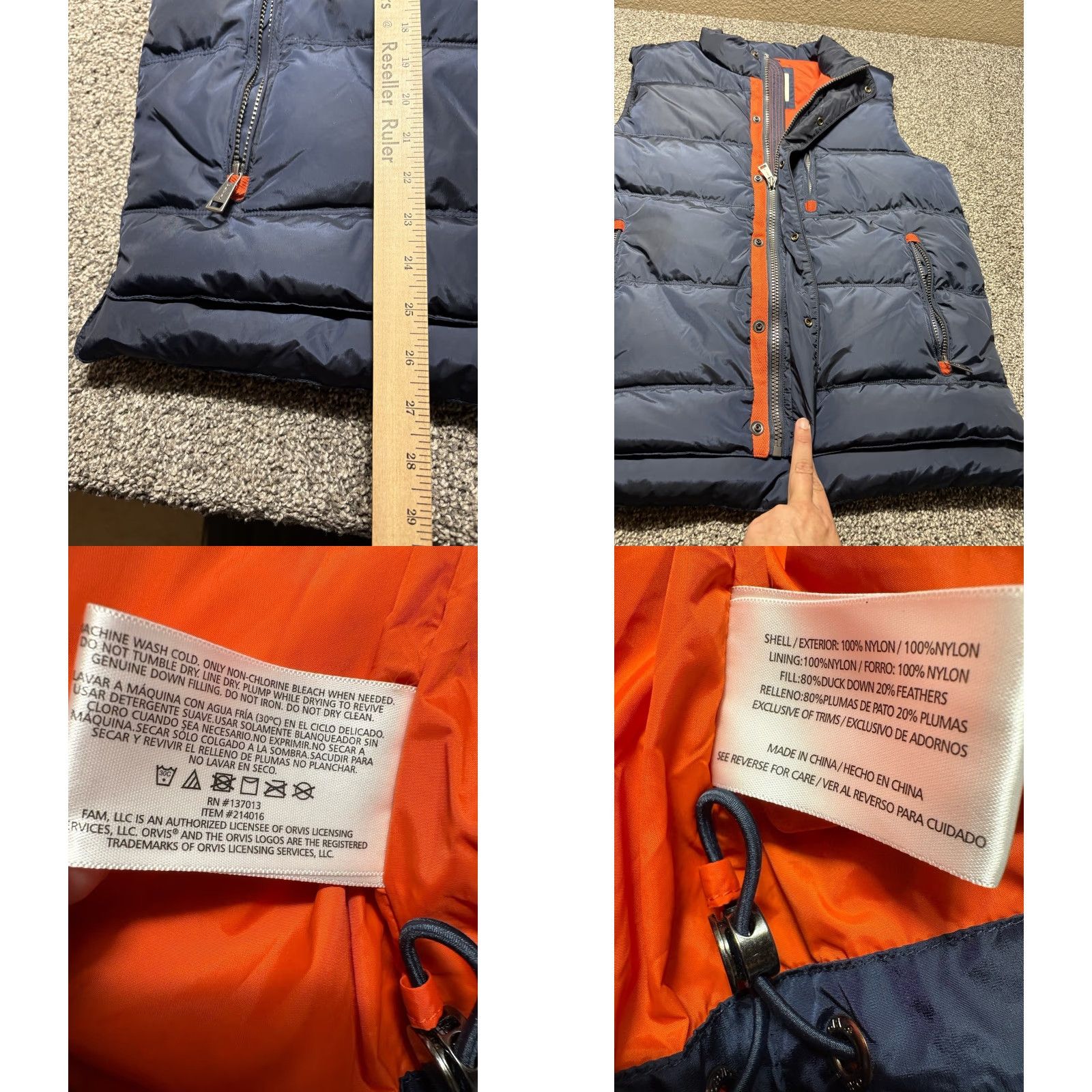 Orvis Orvis Puffer Vest Duck Down Mens Medium Navy Blue Quilted Jacket Zip Snap Size US M / EU 48-50 / 2 - 8 Thumbnail