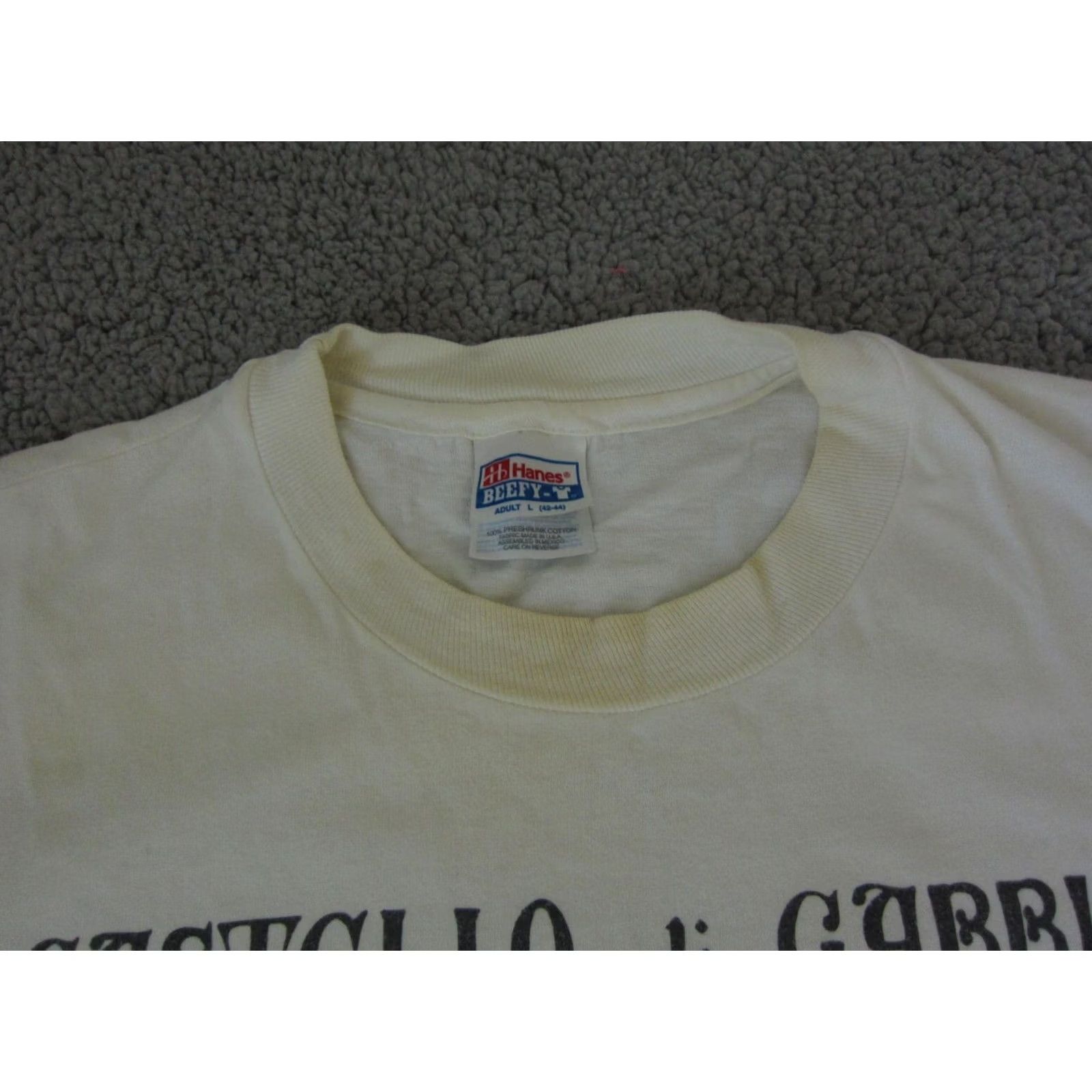 Hanes VINTAGE Hanes Castello Cabbiano Shirt Mens L White Jersey Crew Neck Short Sleeve 80s 90s Classic School Size US L / EU 52-54 / 3 - 5 Thumbnail