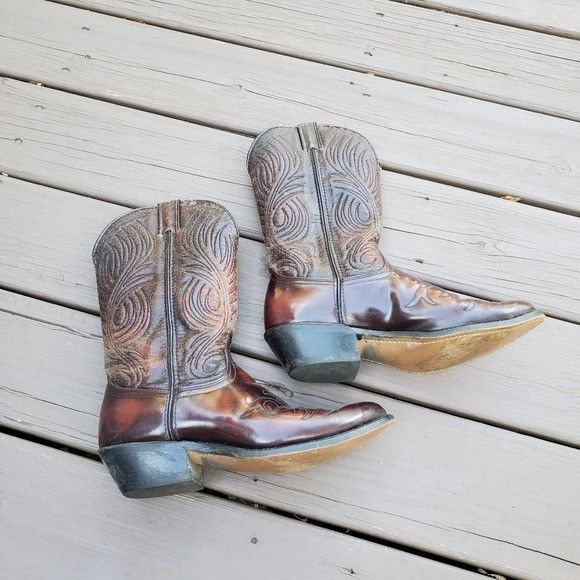 Vintage Vintage 80s Laredo Distressed Brown Leather Western Cowboy M Size US 9 / EU 42 - 6 Thumbnail