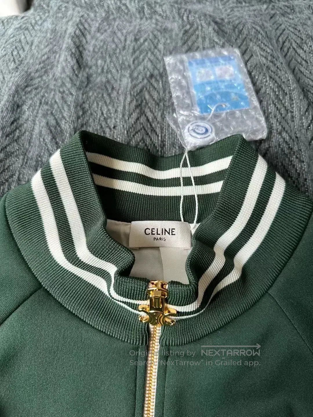 Celine celine green embroidered logo stand collar jacket. Size US M / EU 48-50 / 2 - 3 Thumbnail