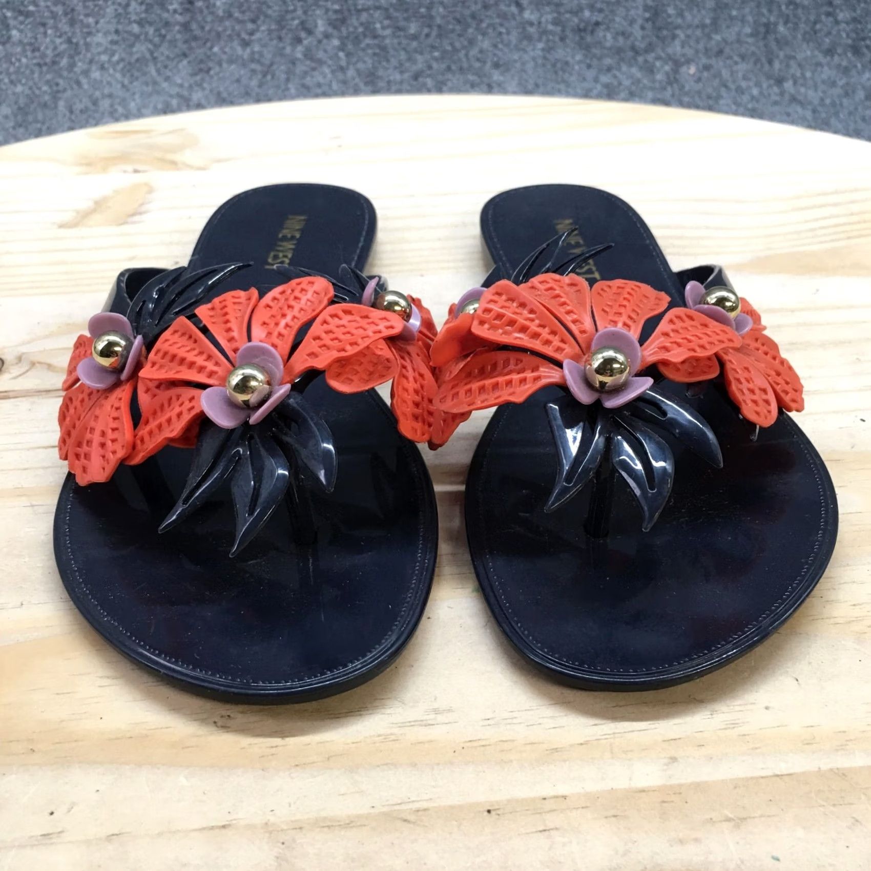 Nine West Nine West Sandal Womens 5 Flip Flop Flats Comfort Blue Orange Slip On Size US 5 / IT 35 - 5 Thumbnail