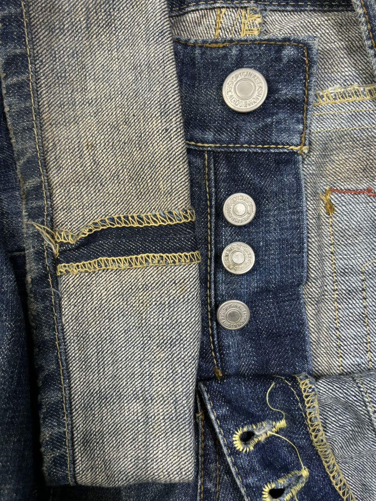 If Six Was Nine Vintage Vanquish Mud Wash Flare Distressed Grunge Jeans Size US 33 - 4 Thumbnail