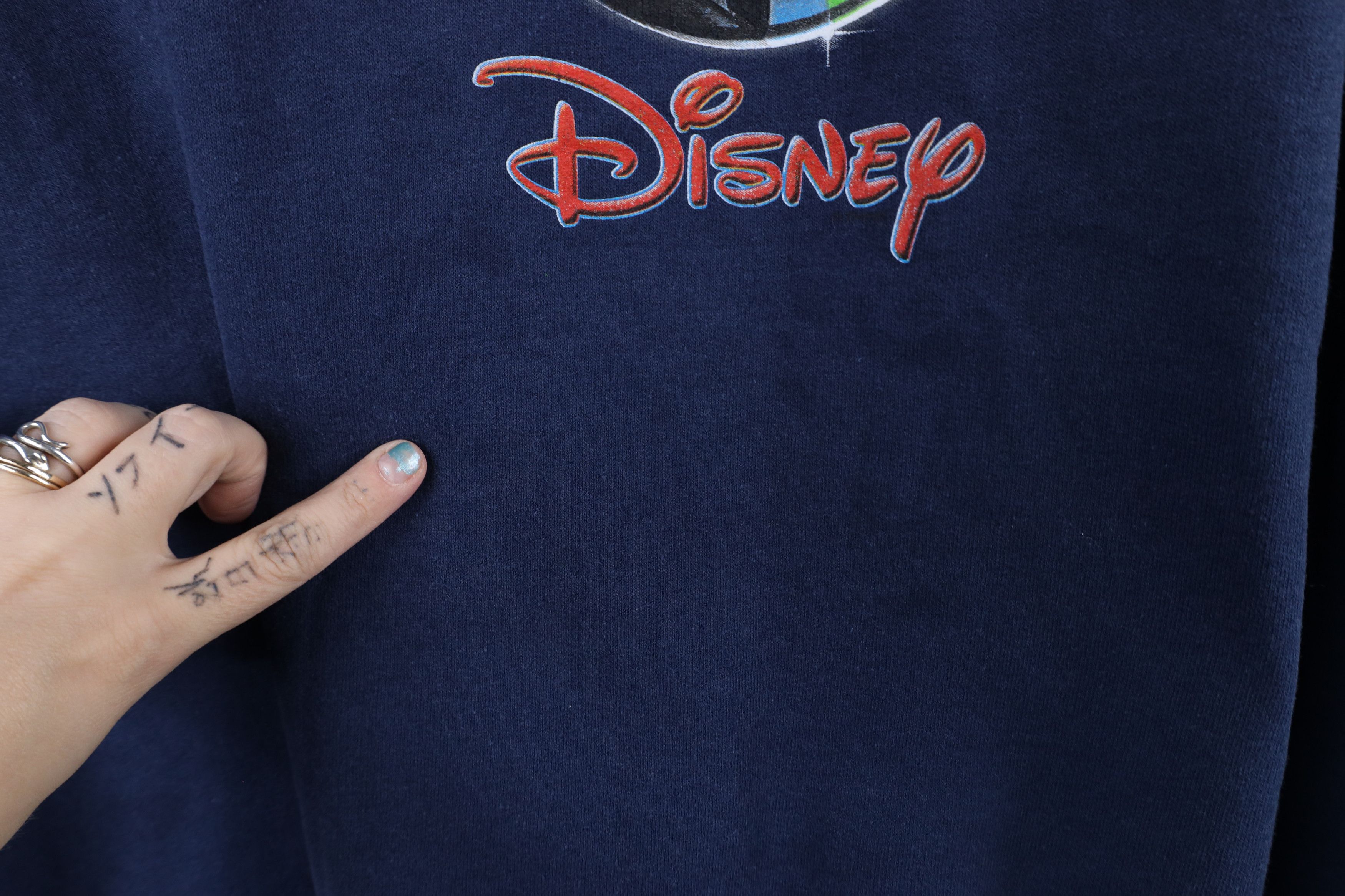 Disney × Vintage Vintage 90s Disney Spell Out Mickey Mouse Sweatshirt Blue Size XXL / US 16-18 / IT 52-54 - 6 Thumbnail