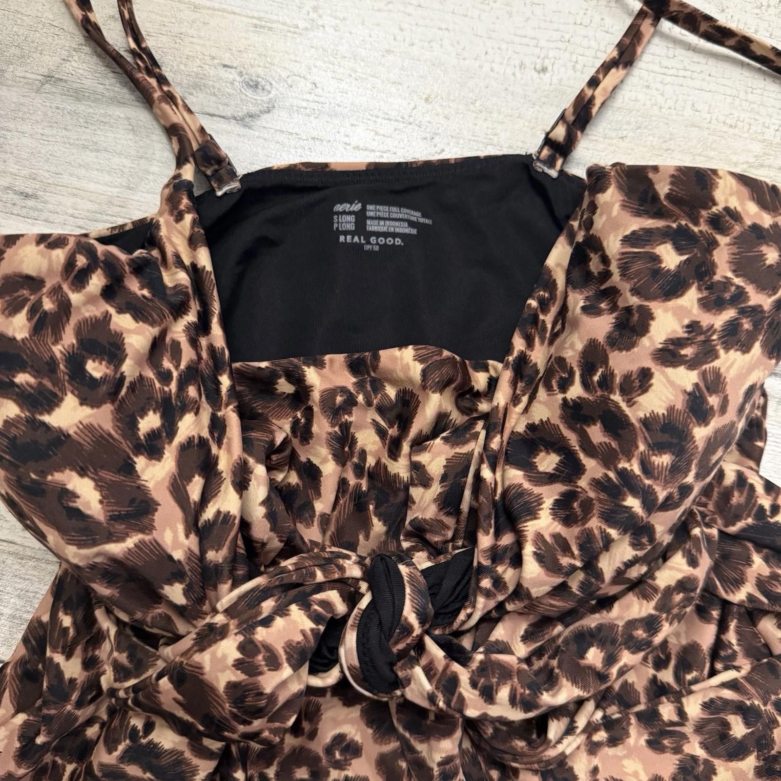 Designer Aerie leopard one piece swimsuit small Size ONE SIZE - 4 Thumbnail