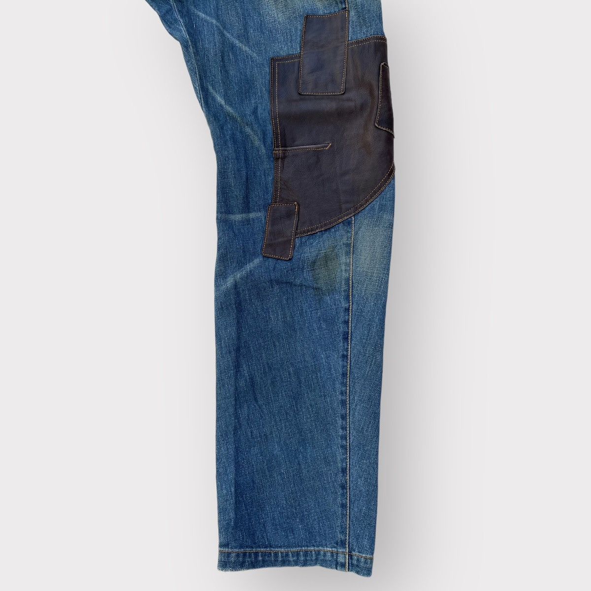 Maison MIHARA YASUHIRO Miharyasuhiro Leather Patchwork Denim Size US 34 / EU 50 - 4 Thumbnail