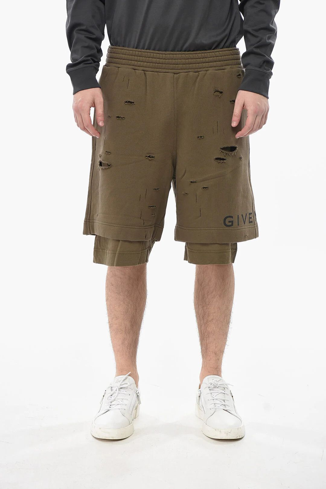 Givenchy og1mm0326 Double-Fabric Short in Military Green Size US 38 / EU 54 - 1 Thumbnail