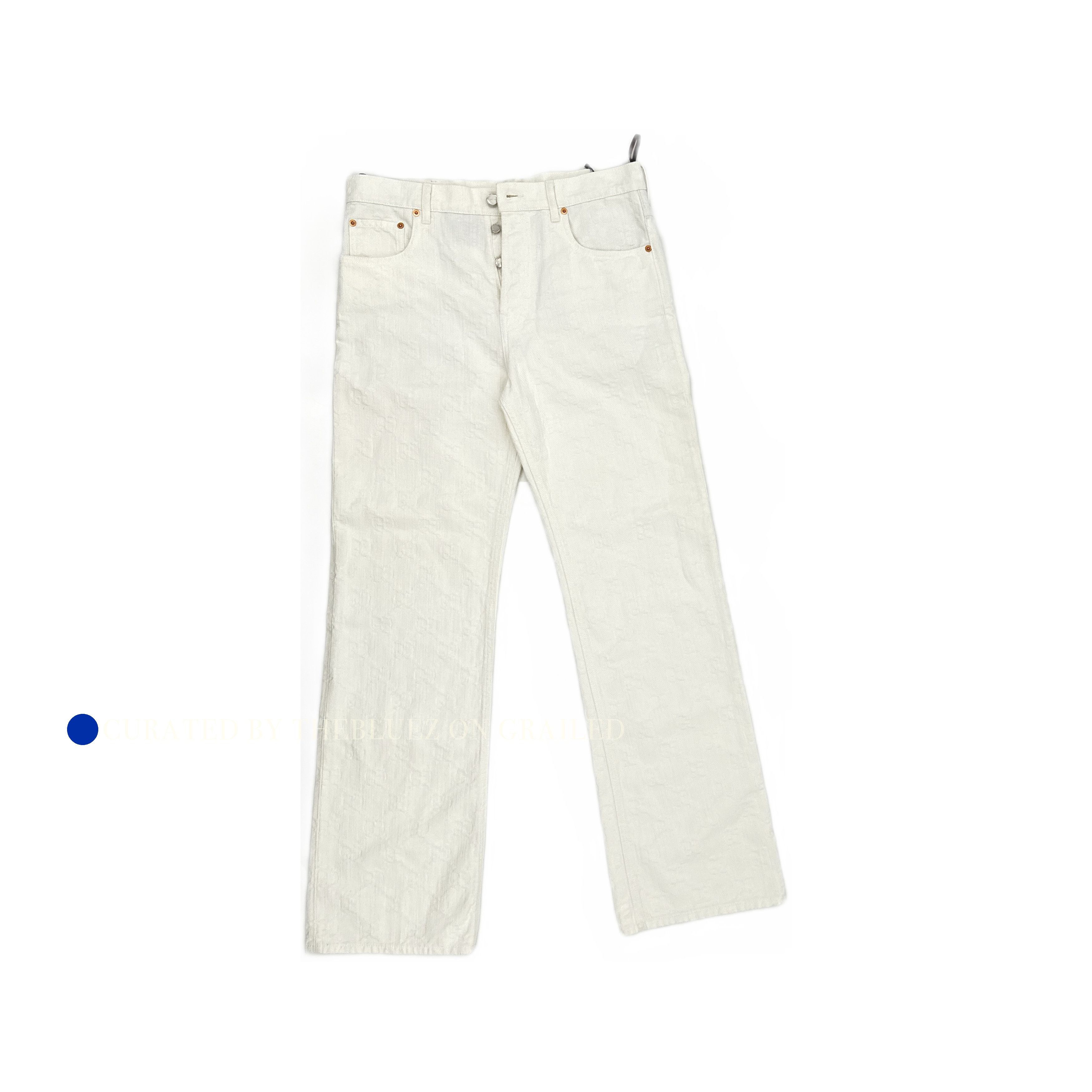 Gucci Embossed White Denim Jeans in Size 34 Size US 34 / EU 50 - 1 Thumbnail