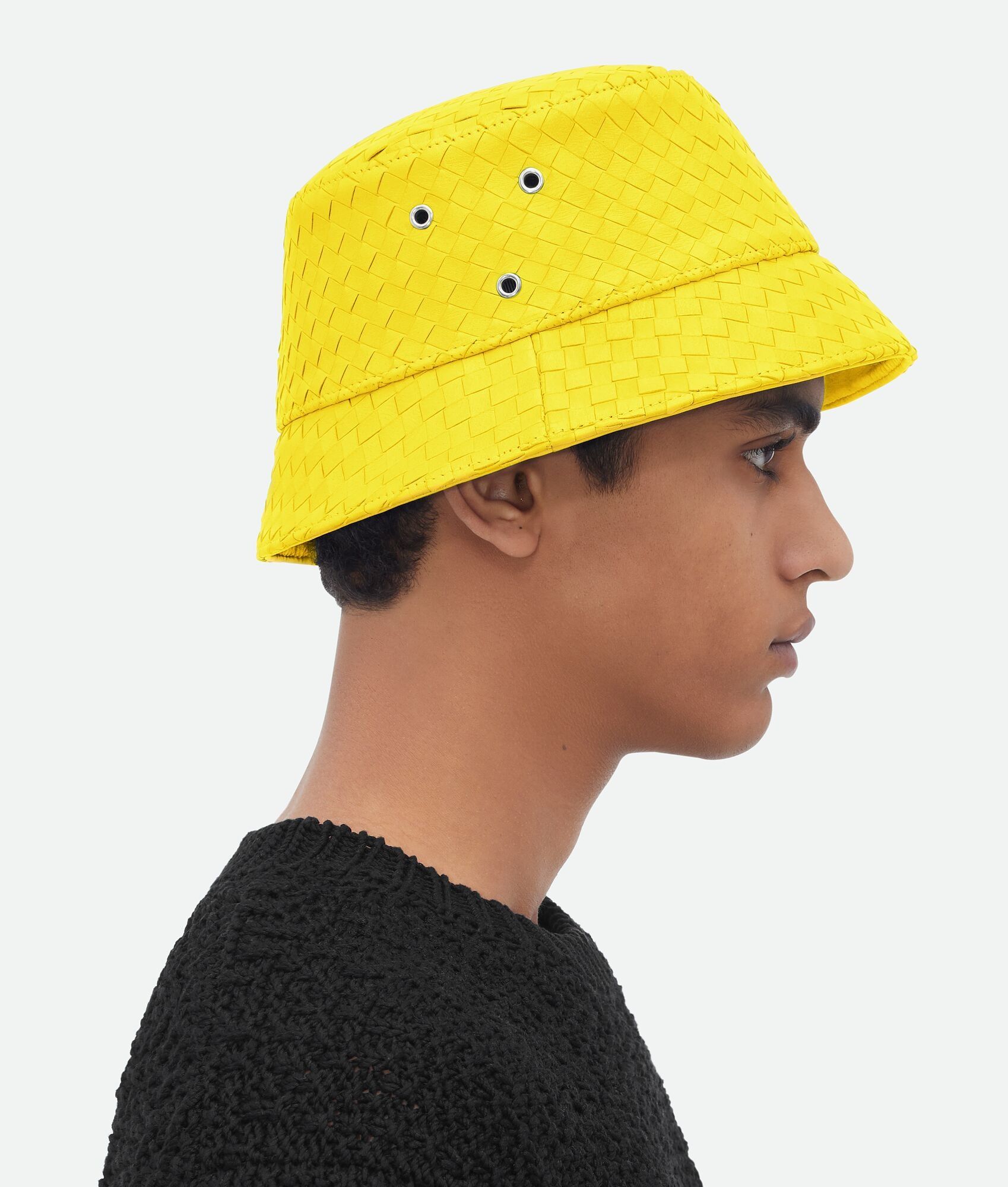 Bottega Veneta o1lv12m1024 Size: L / Intrecciato Leather Bucket Hat Yellow Size ONE SIZE - 4 Thumbnail
