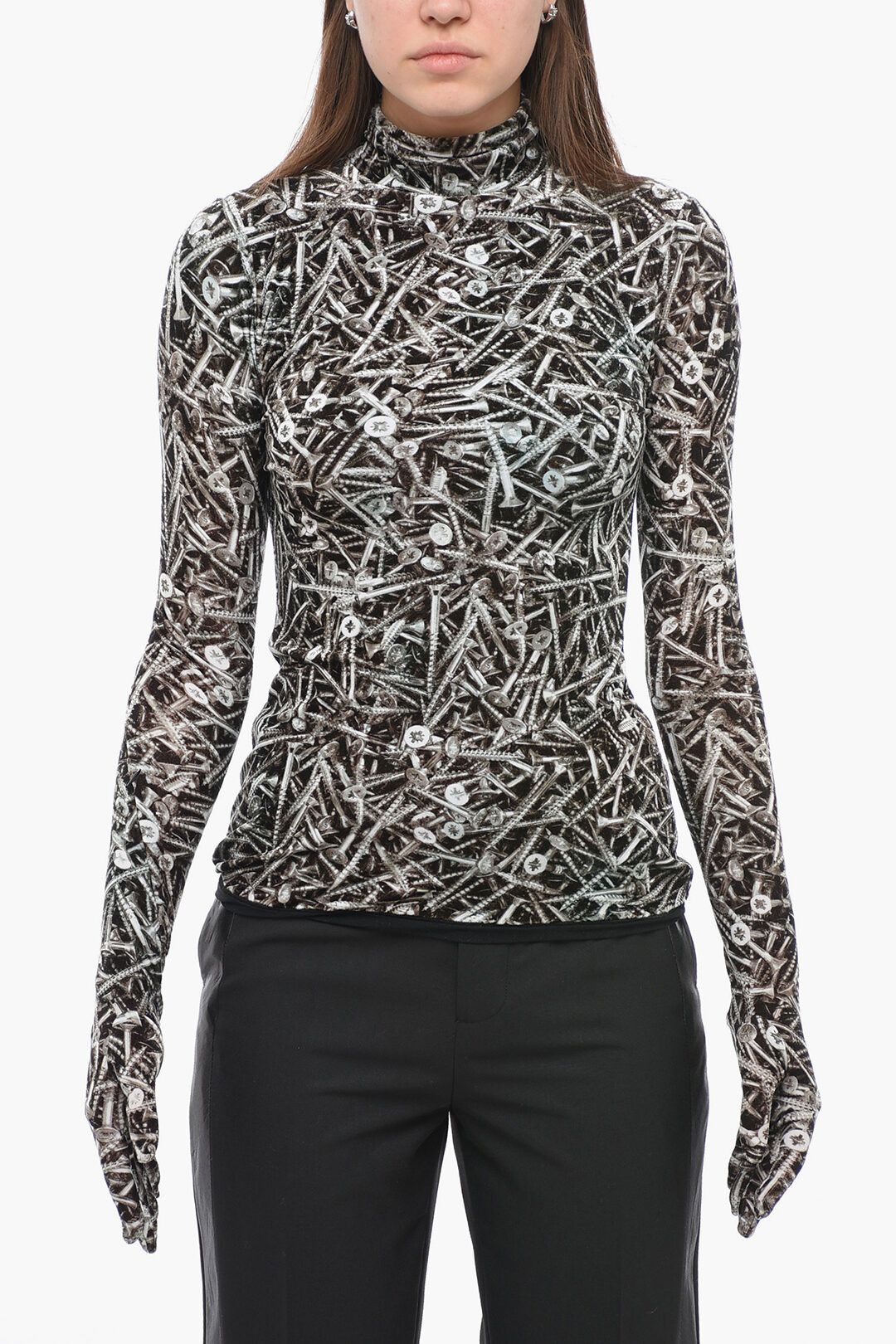 Vetements og1mm0824 Printed Turtleneck Sweater in Black Size S / US 4 / IT 40 - 1 Thumbnail