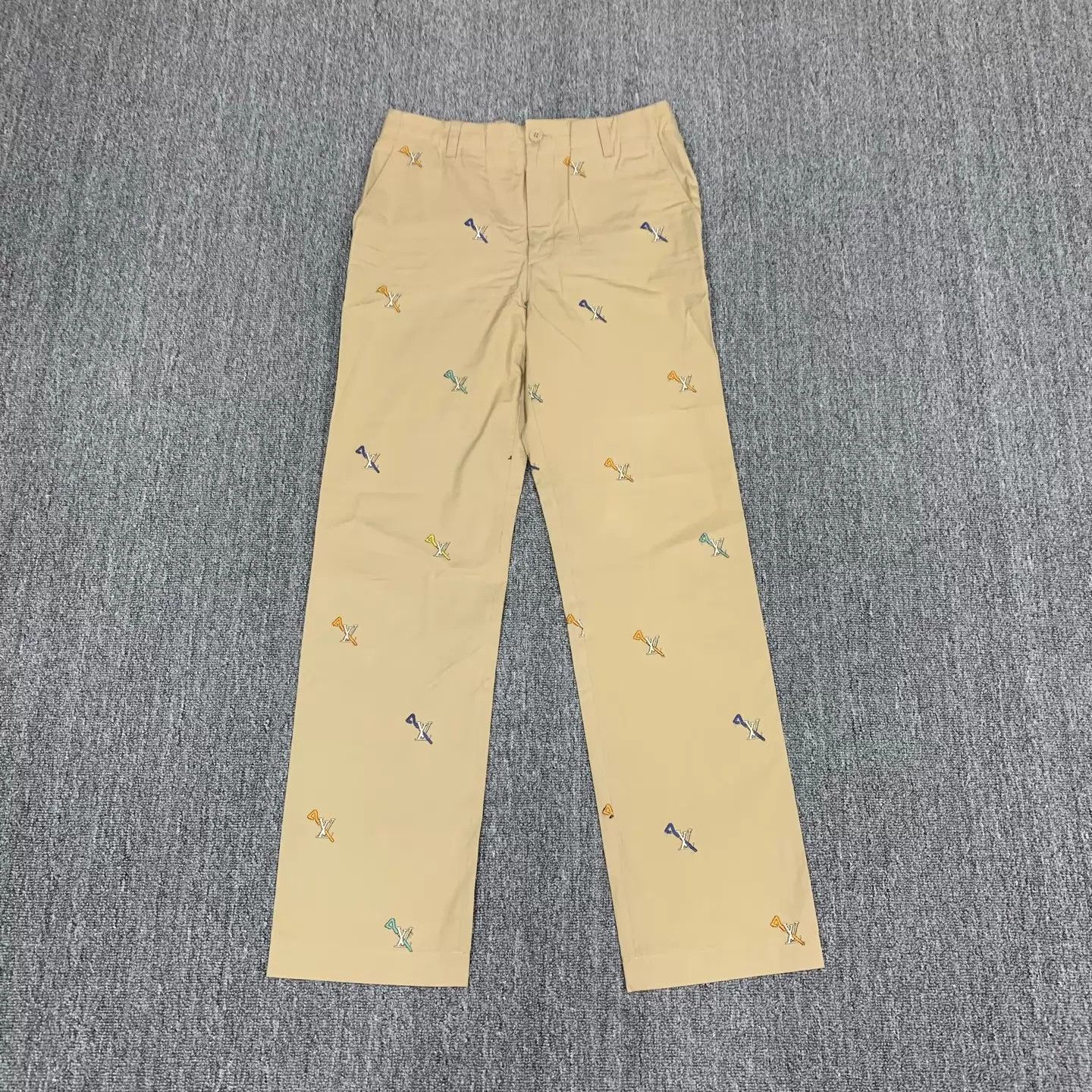 Louis Vuitton Lv Beige Pin Embroidered All Over Print Pants Mint Size US 30 / EU 46 - 1 Thumbnail